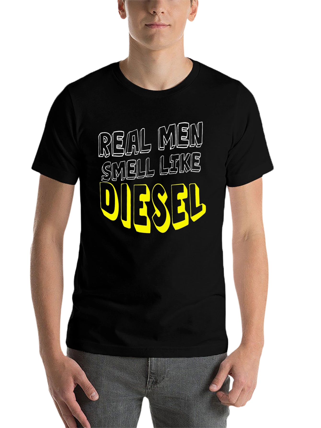 Black Real Men Smell Like Diesel Black T-Shirt view 7