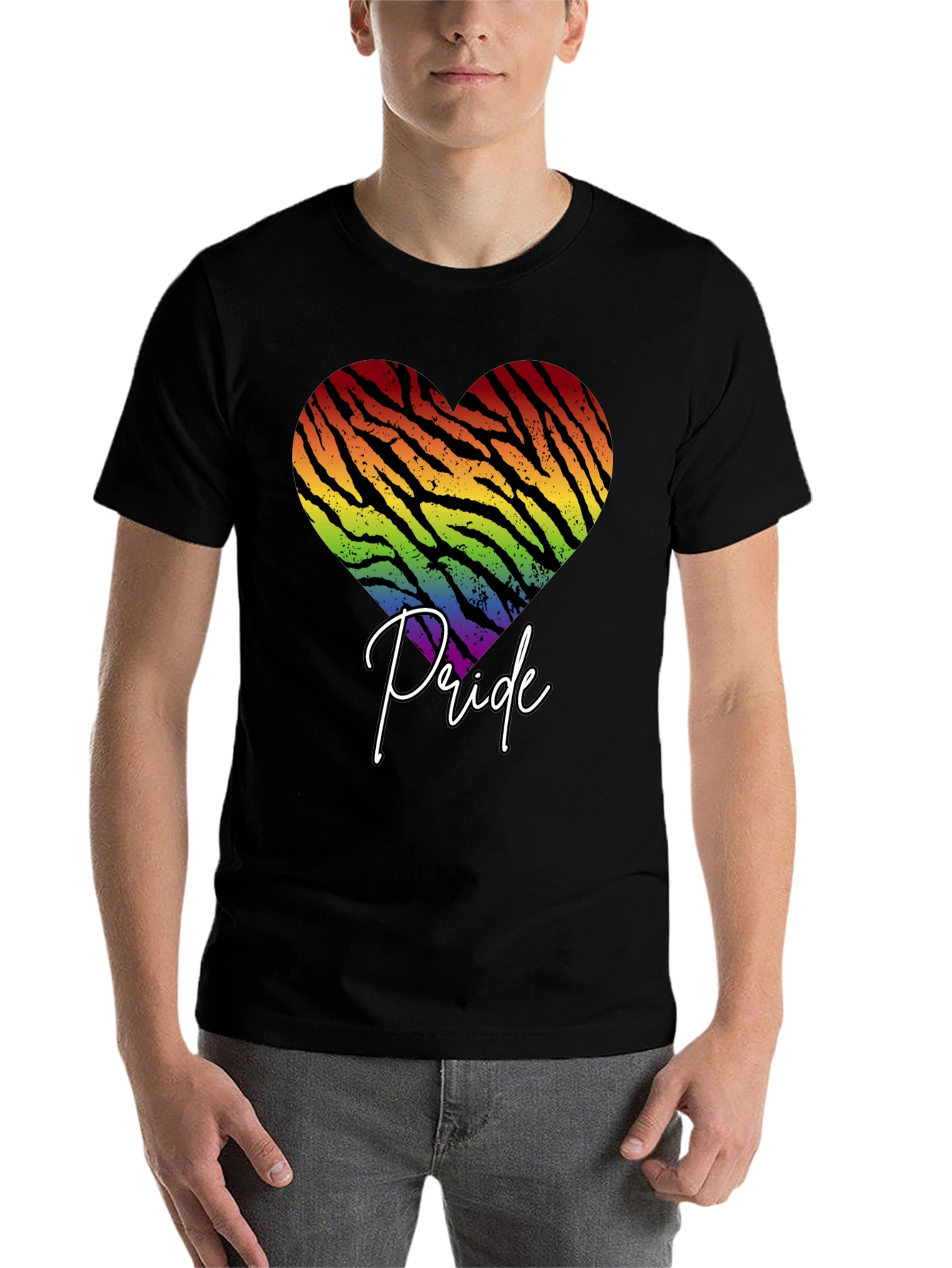 Black Pride Zebra Heart Graphic T-Shirt view 7