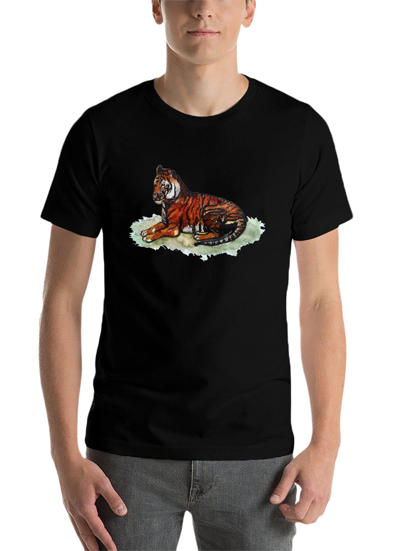 Black Tiger Graphic T-Shirt - Black, Relaxed Fit view 7