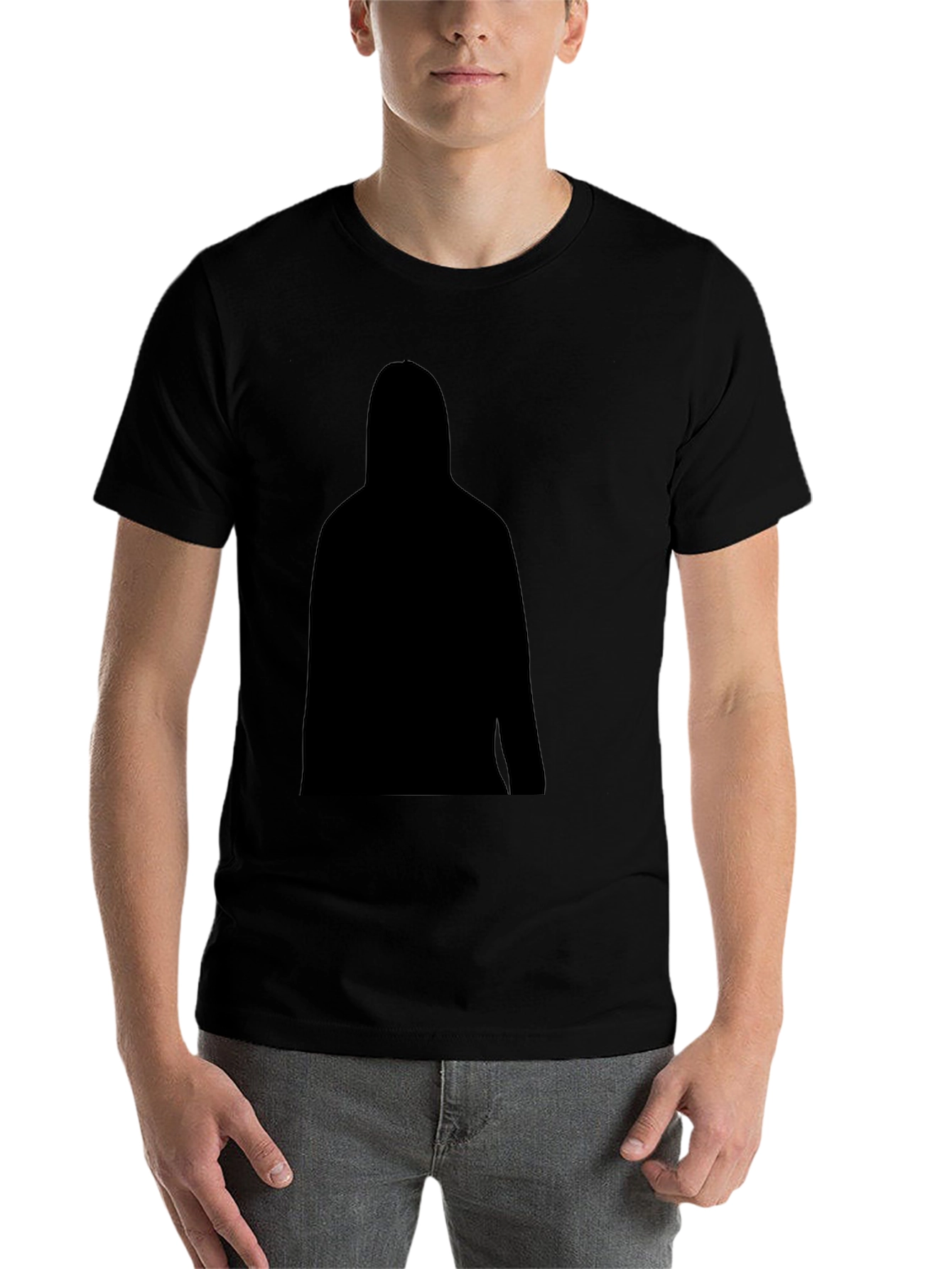 Black Men's Black T-Shirt with Silhouette Graphic view 7