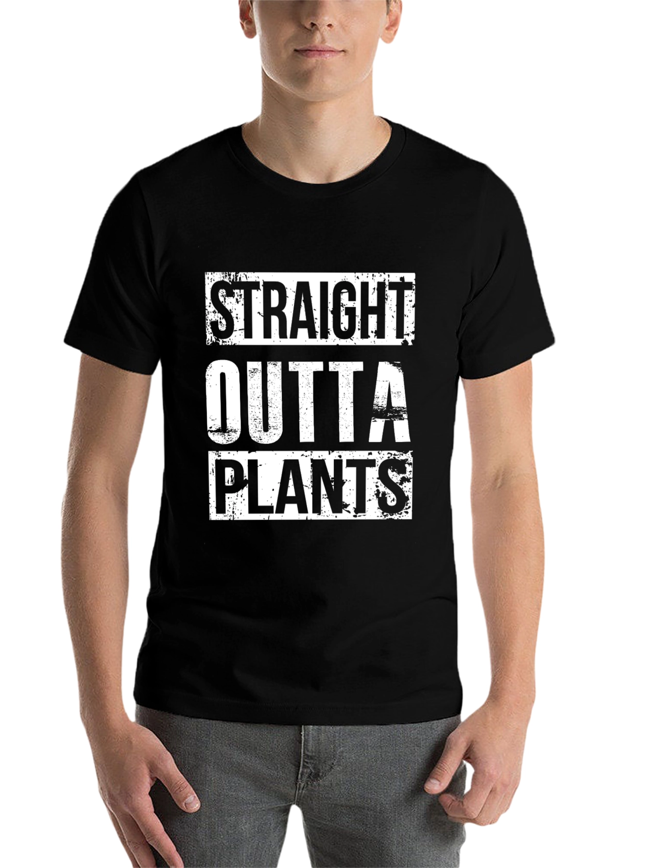 Black Straight Outta Plants Graphic T-Shirt - Black view 7