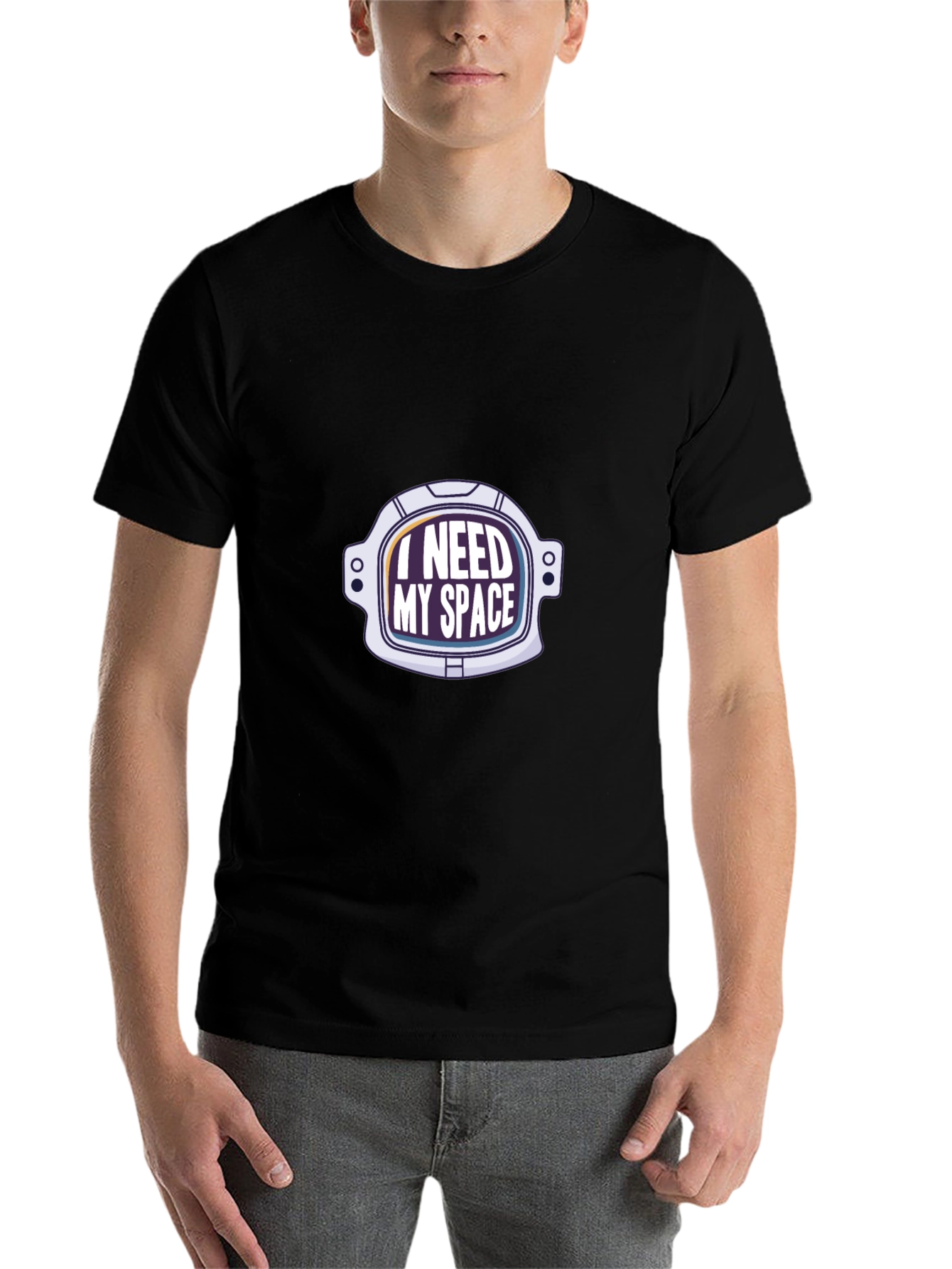 Black I Need My Space Astronaut Helmet Graphic Tee view 7