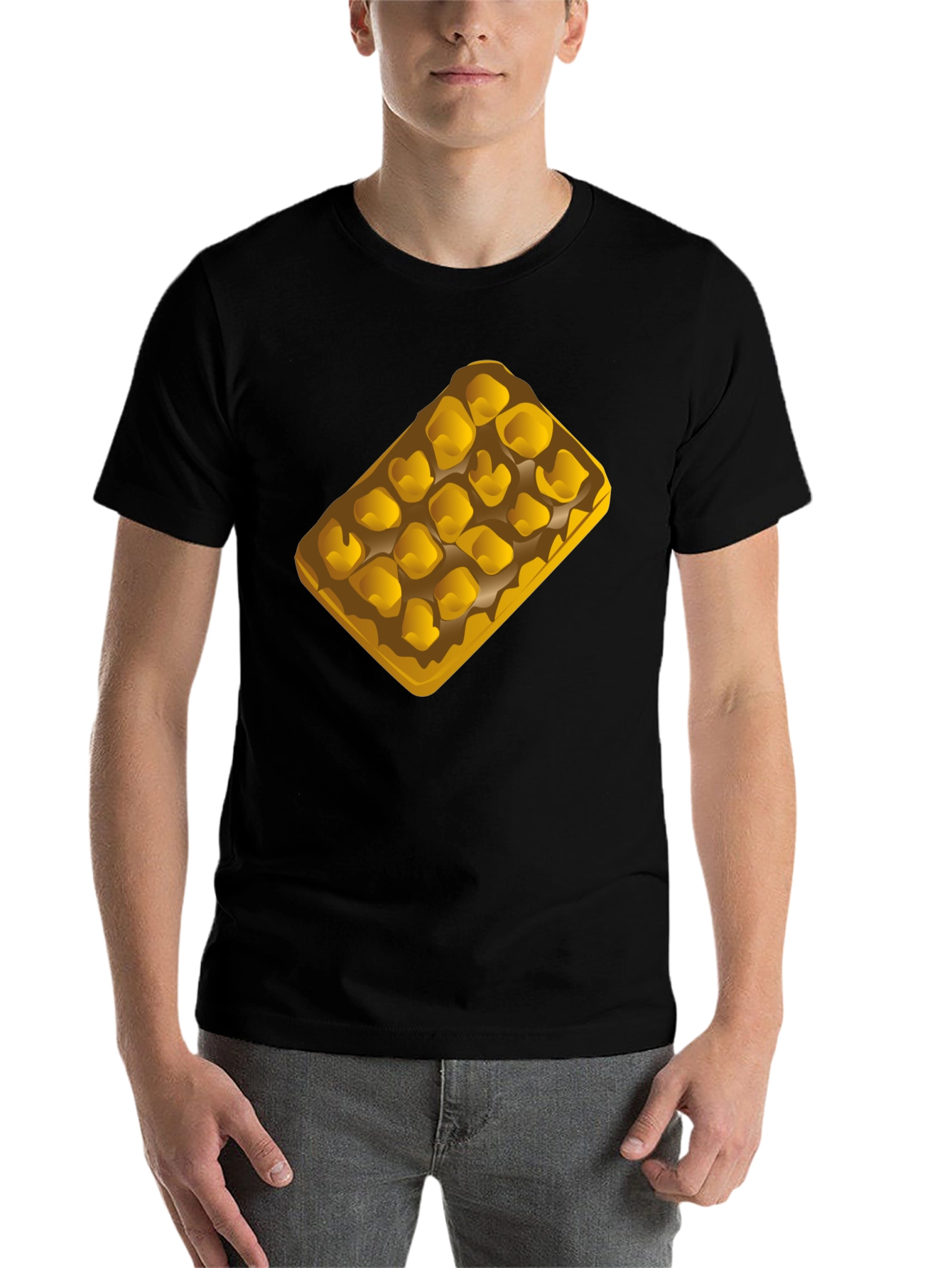 Black Waffle Graphic T-Shirt - Casual Black Tee view 7