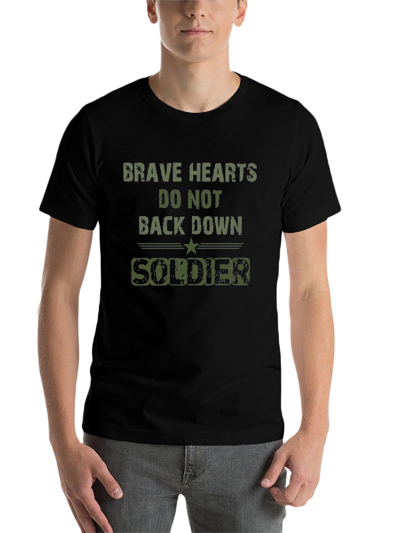 Black Brave Hearts Soldier Graphic Tee - Black view 7