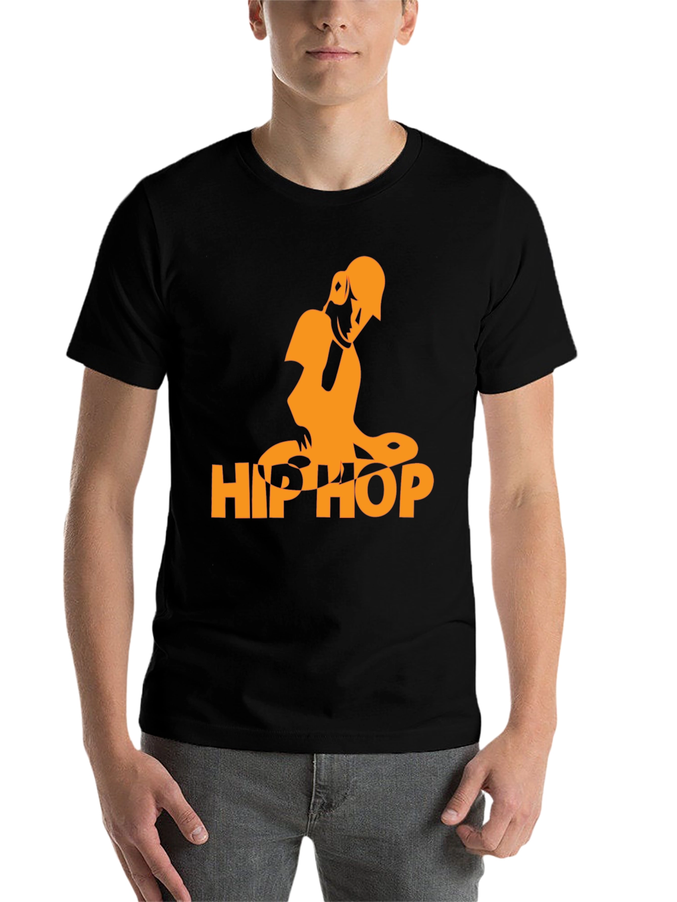 Black Hip Hop Graphic T-Shirt - Black Cotton Blend view 7