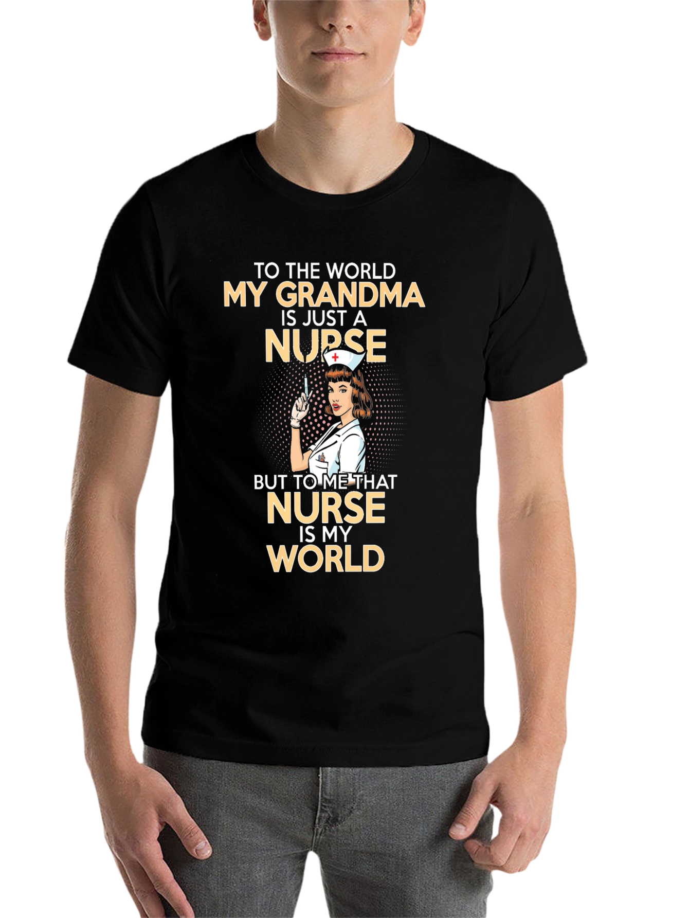 Black Grandma Nurse T-Shirt: My Grandma Is My World! view 7