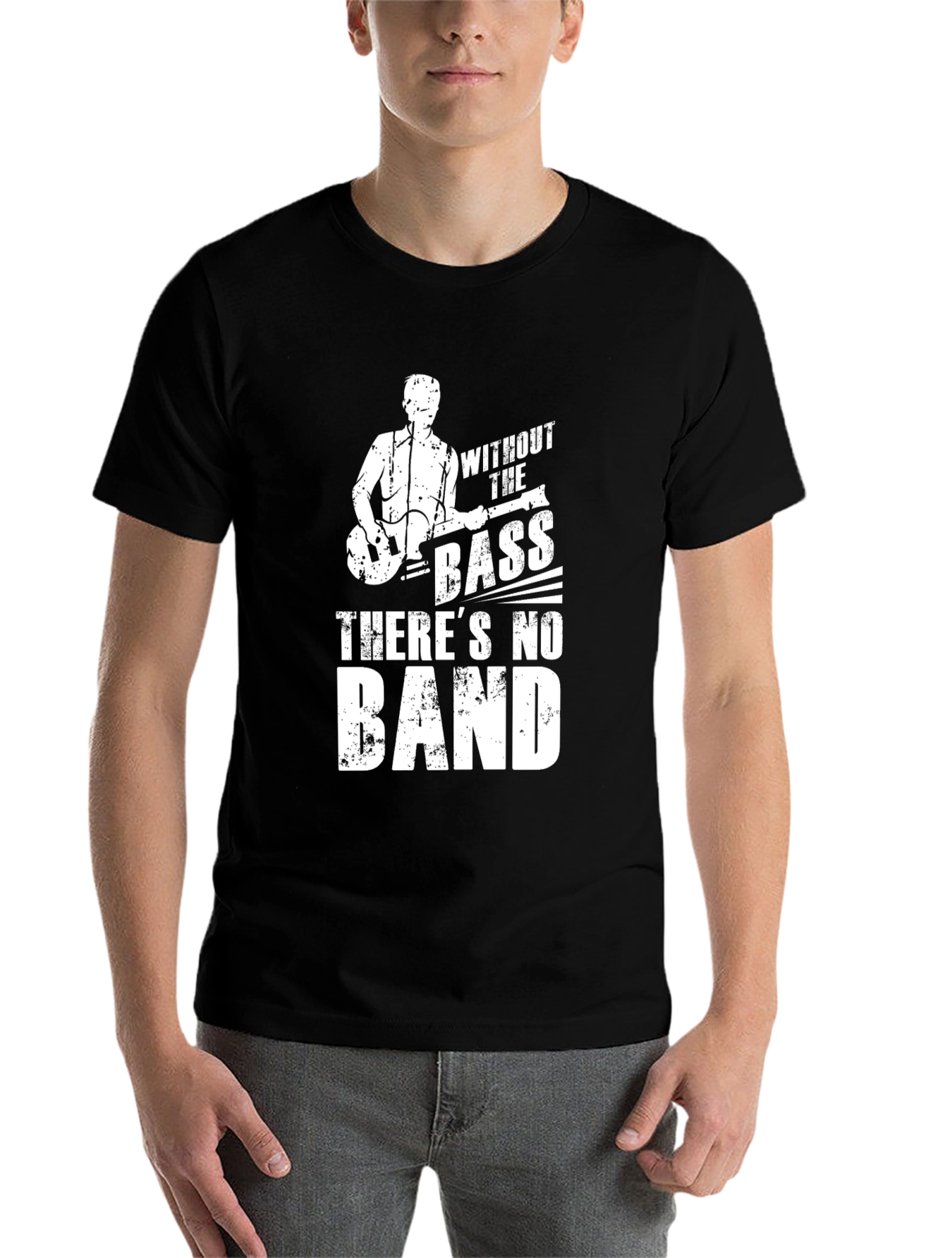Black Bass Guitar T-Shirt - Without the Bass There's No Band view 7