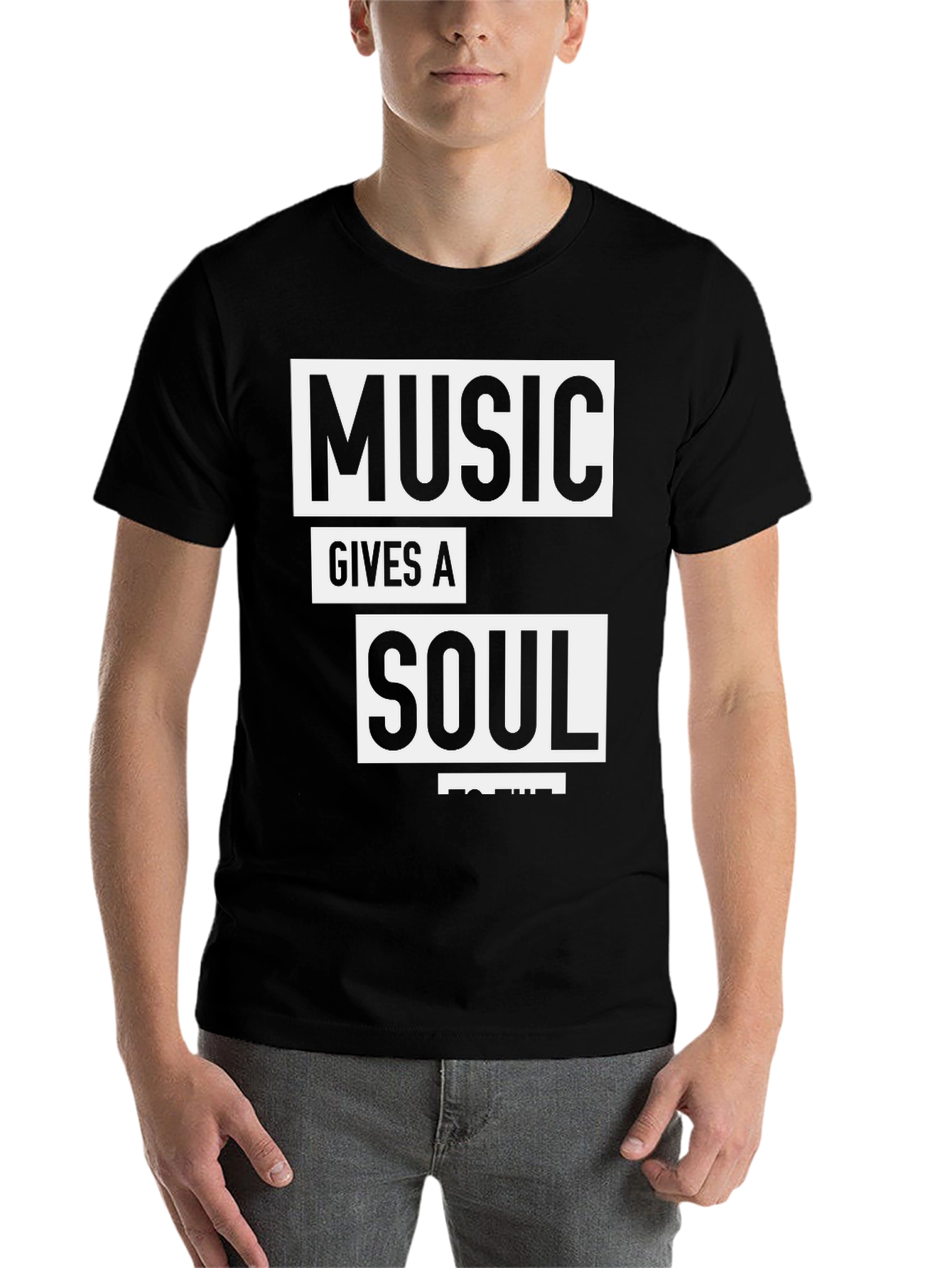 Black Music Gives A Soul Black Graphic Tee view 7