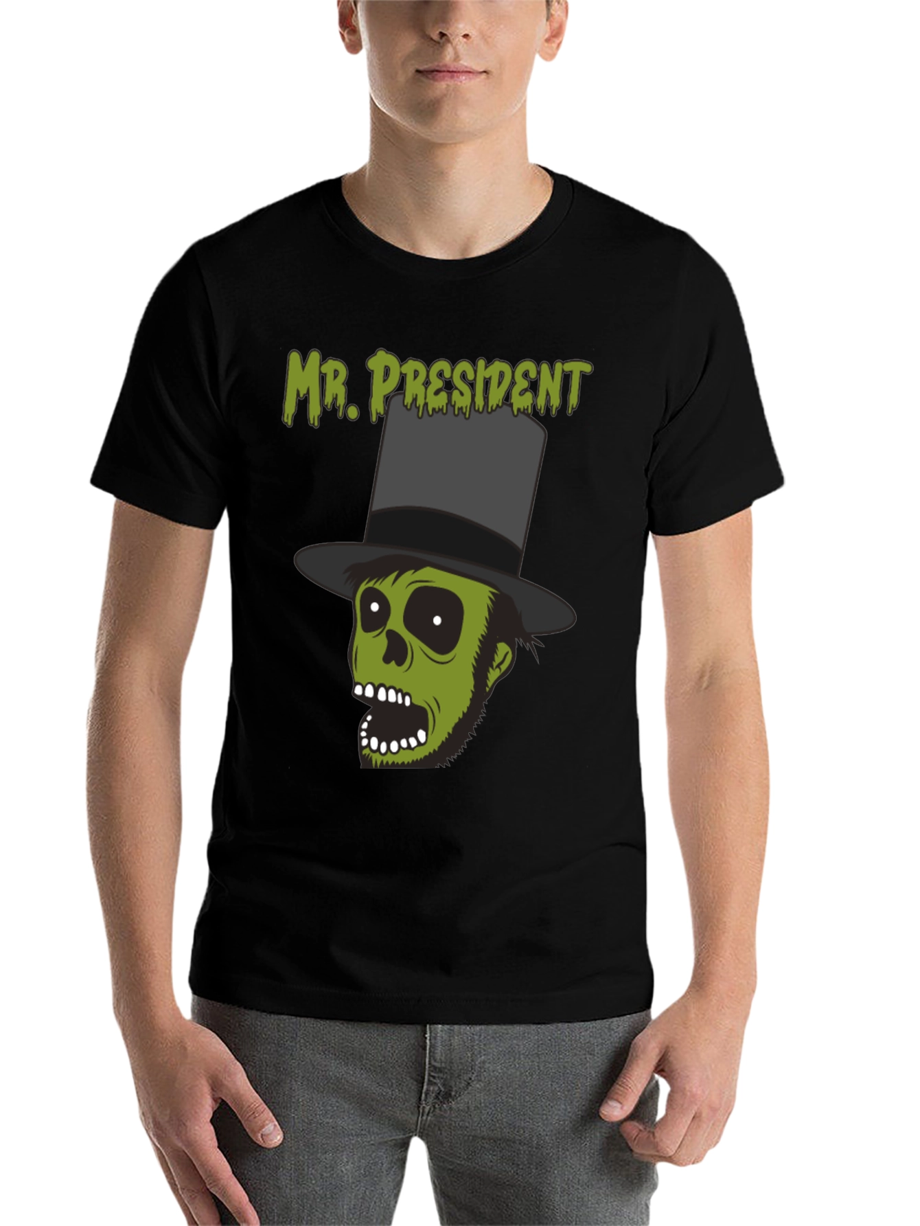 Black Mr. President Zombie Graphic T-Shirt - Halloween Style view 7