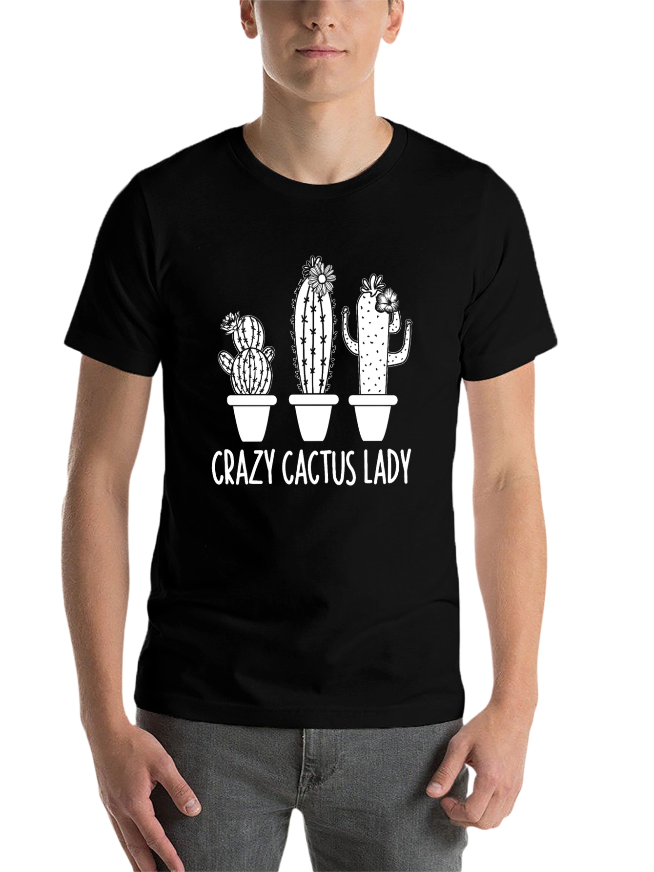 Black Crazy Cactus Lady T-Shirt - Black view 7