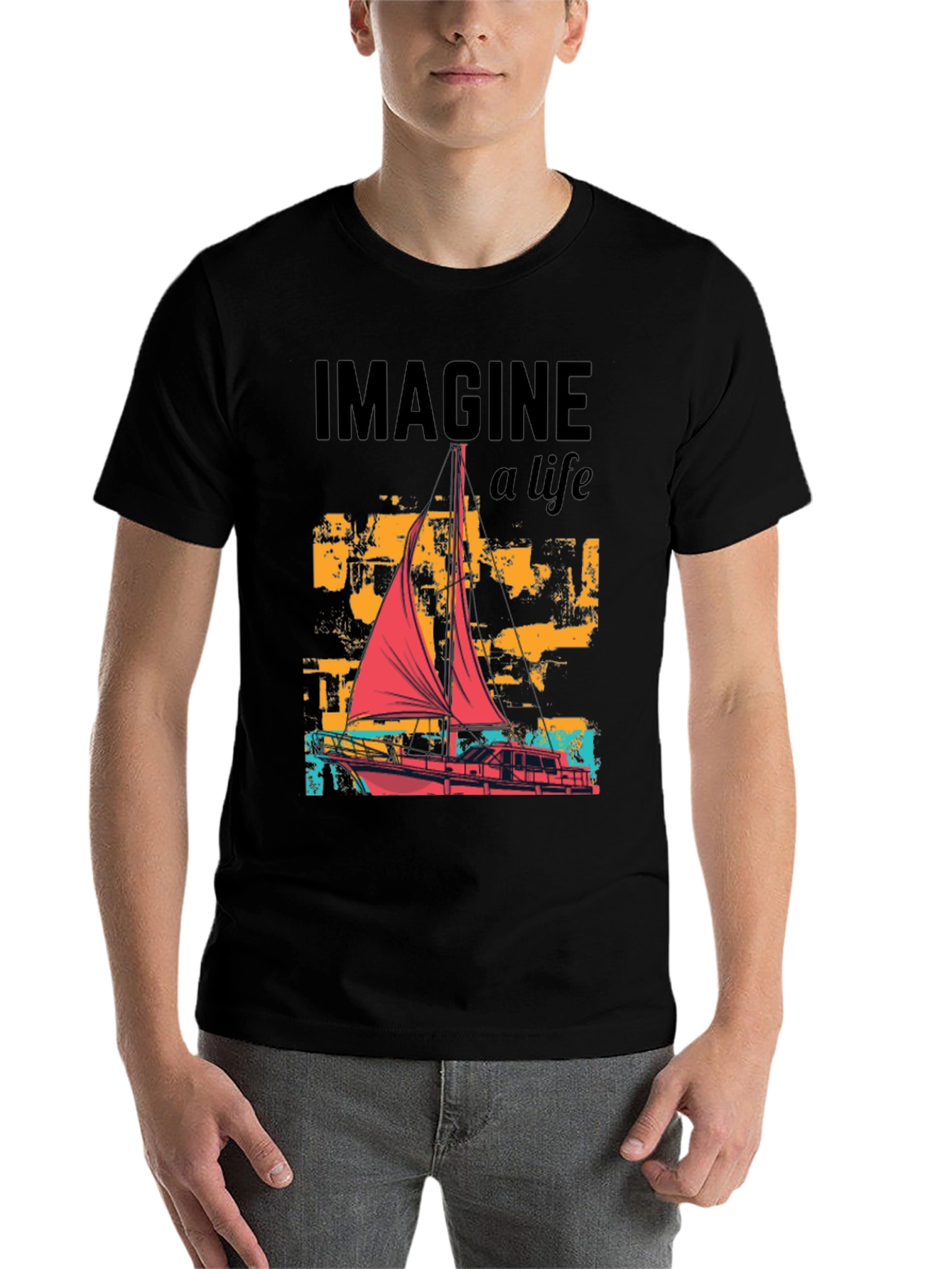 Black Imagine A Life Boat Graphic Tee view 7