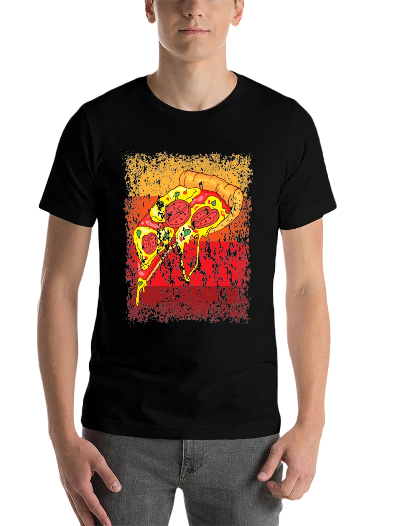 Black Pizza Graphic Tee - Retro Style view 7