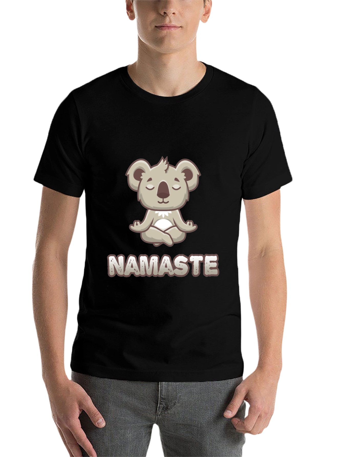 Black Namaste Koala Bear Meditation T-Shirt view 7