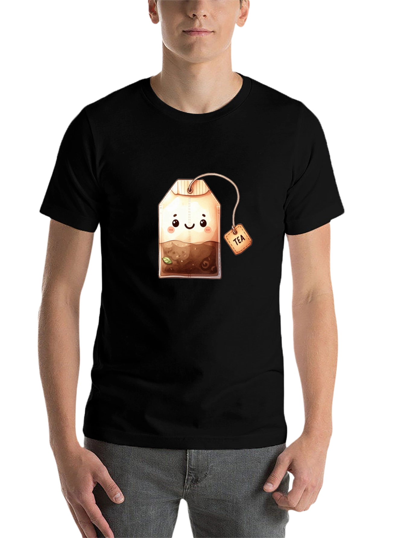 Black Cute Tea Bag Graphic Tee view 7