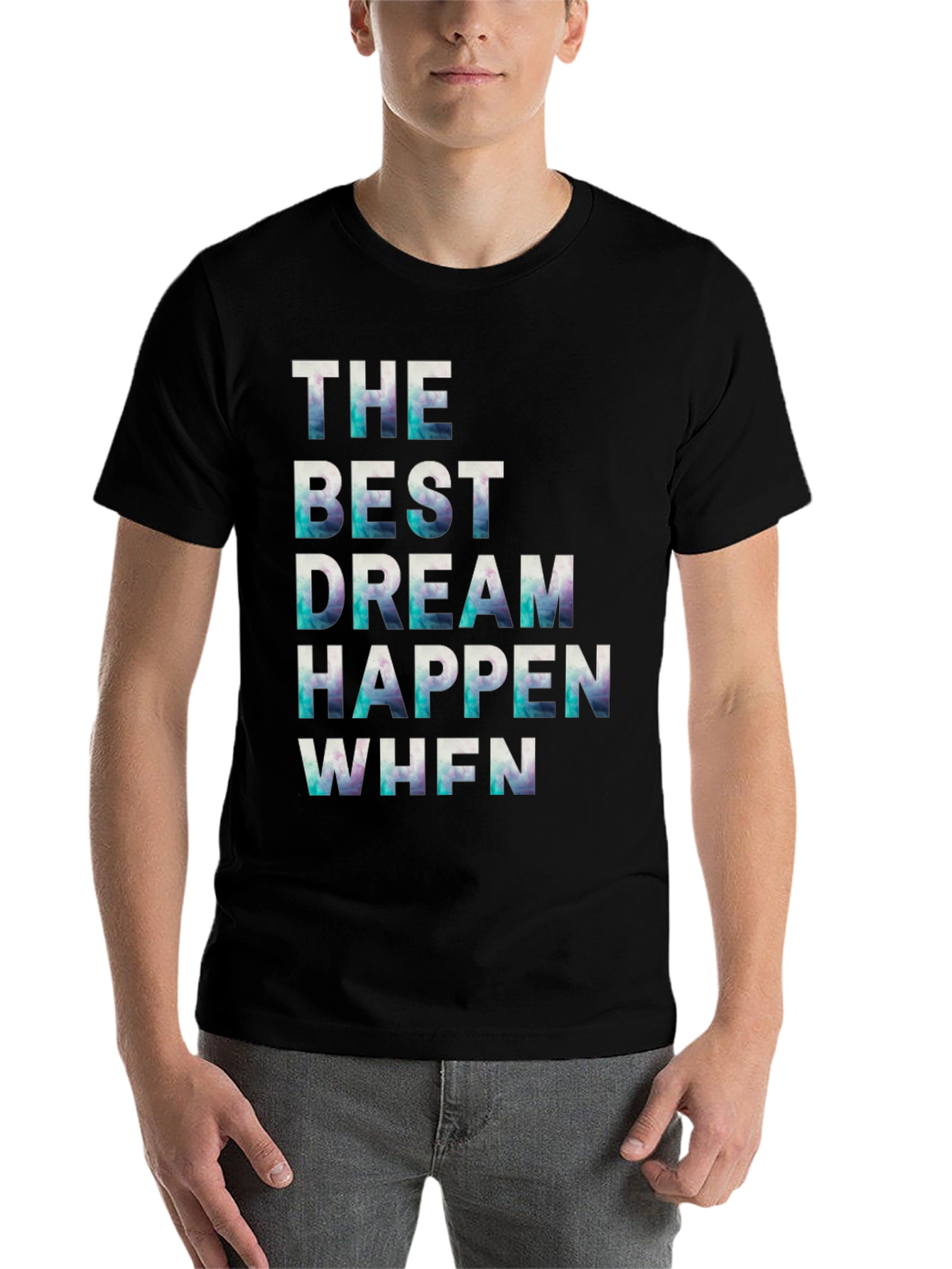 Black Inspirational Graphic Tee: The Best Dream Happen When view 7