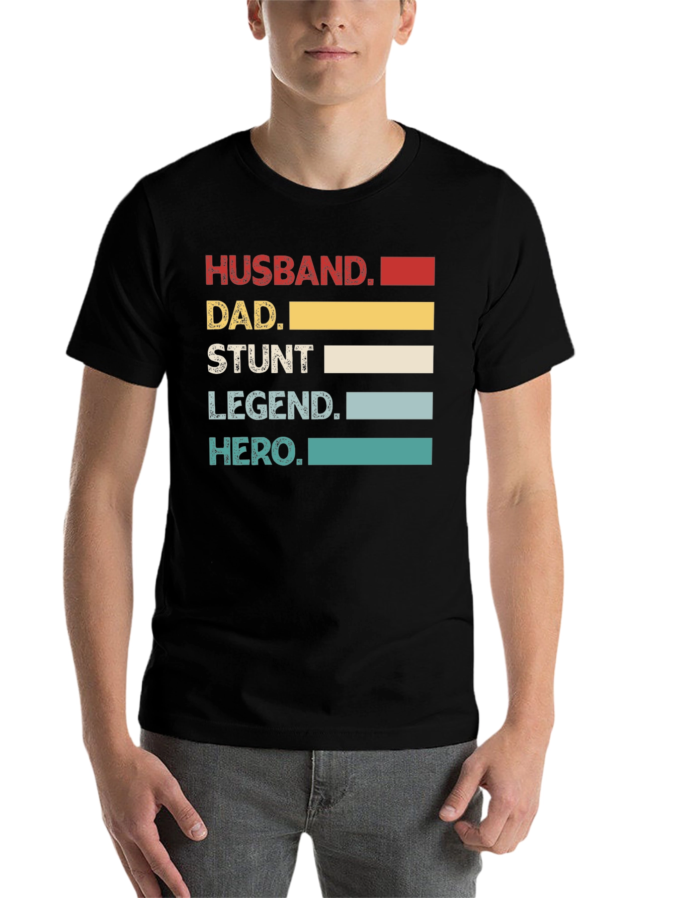 Black Husband Dad Stunt Legend Hero T-Shirt view 7