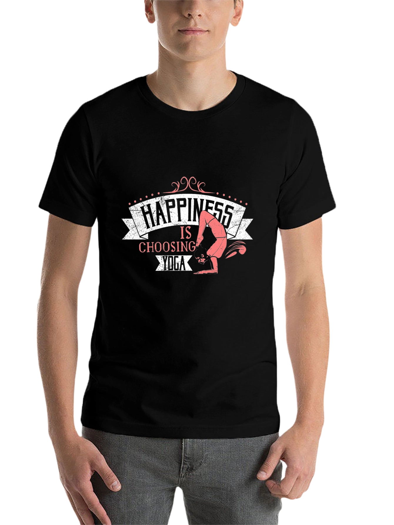 Black Happiness is Choosing Yoga Black Graphic Tee view 7