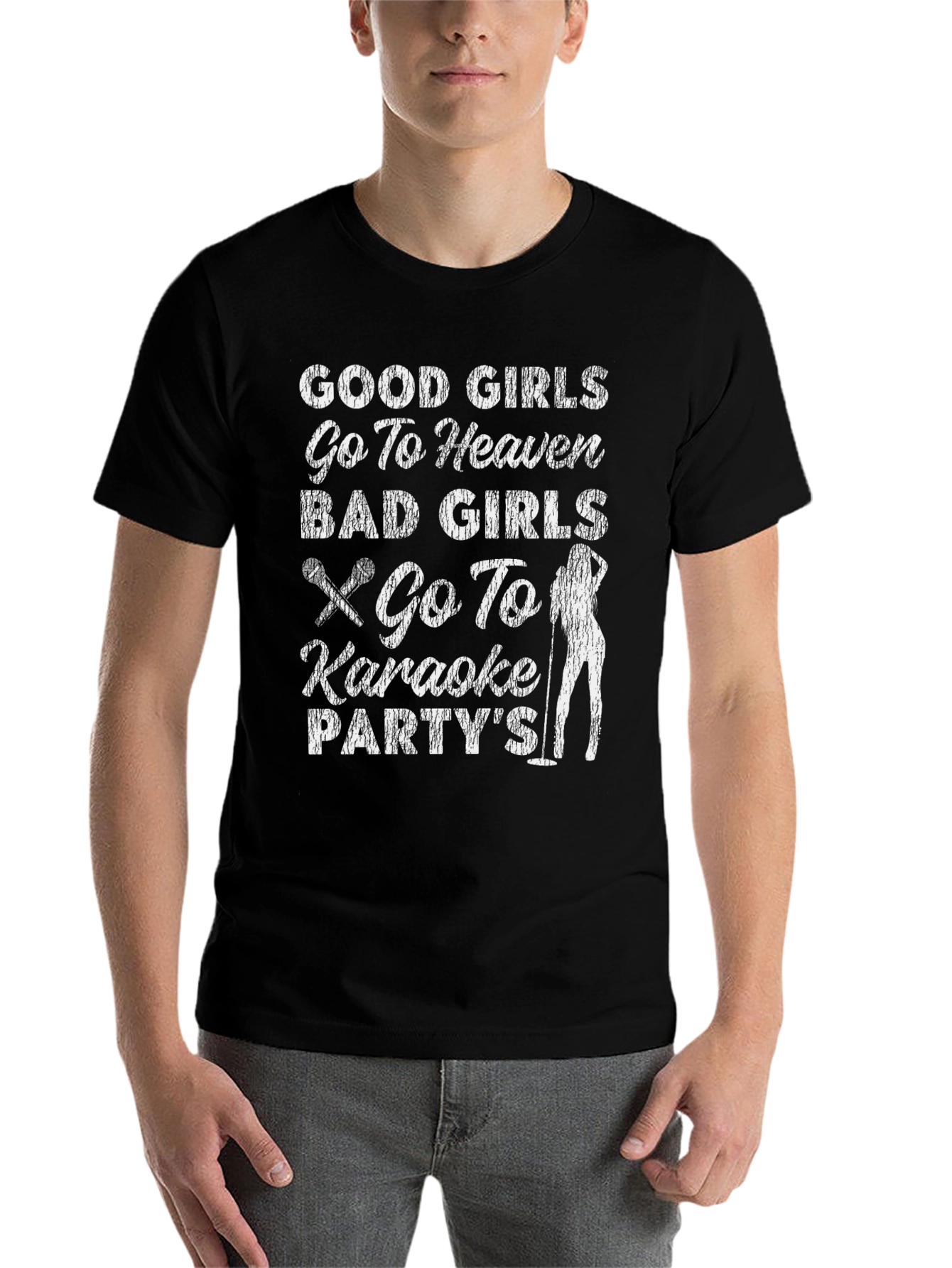 Black Good Girls Karaoke Party T-Shirt view 7