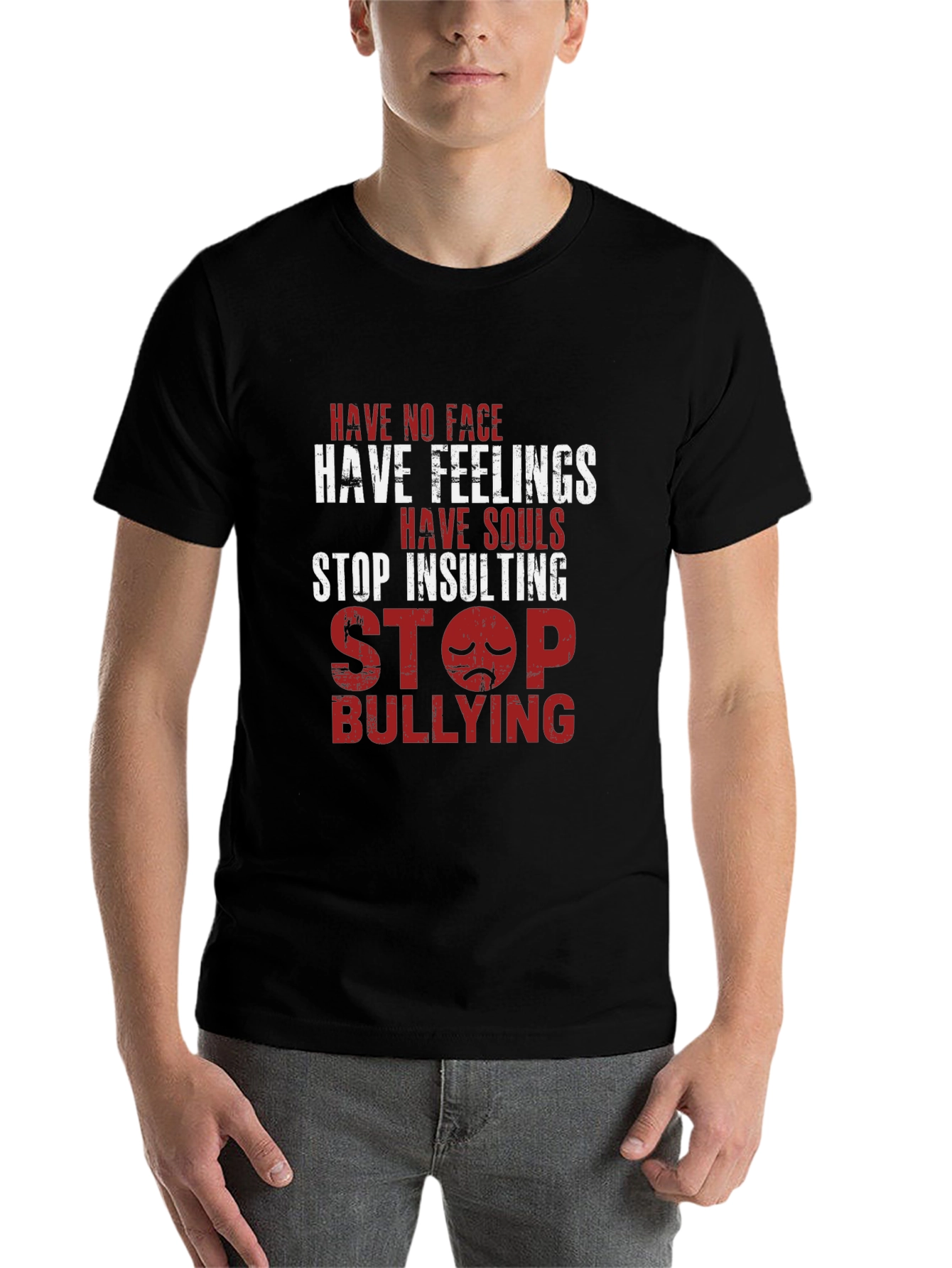 Black Stop Bullying Graphic Tee - Black Casual T-Shirt view 7