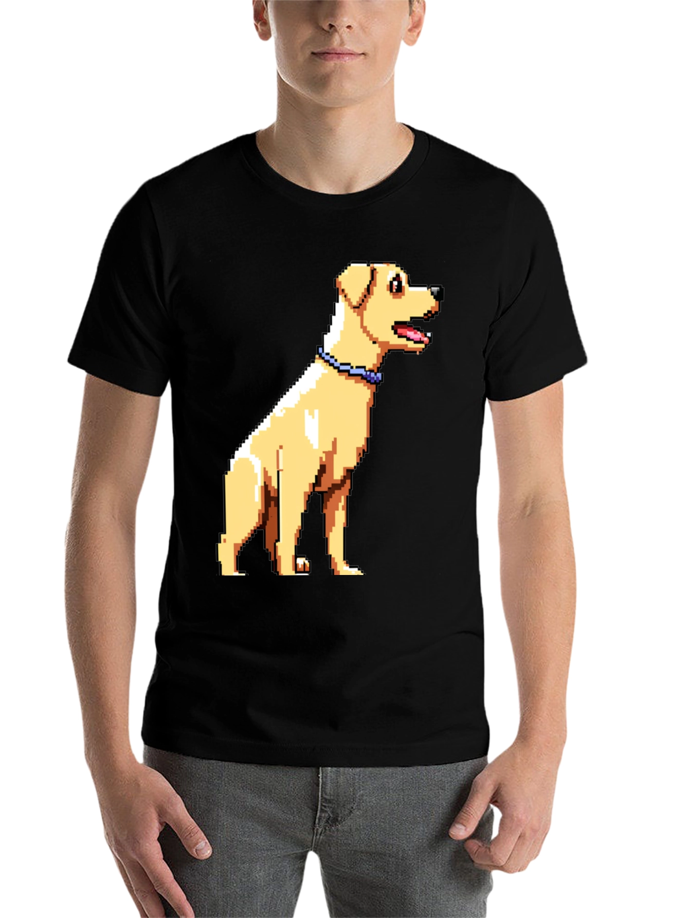 Black Pixel Art Dog Graphic T-Shirt view 7
