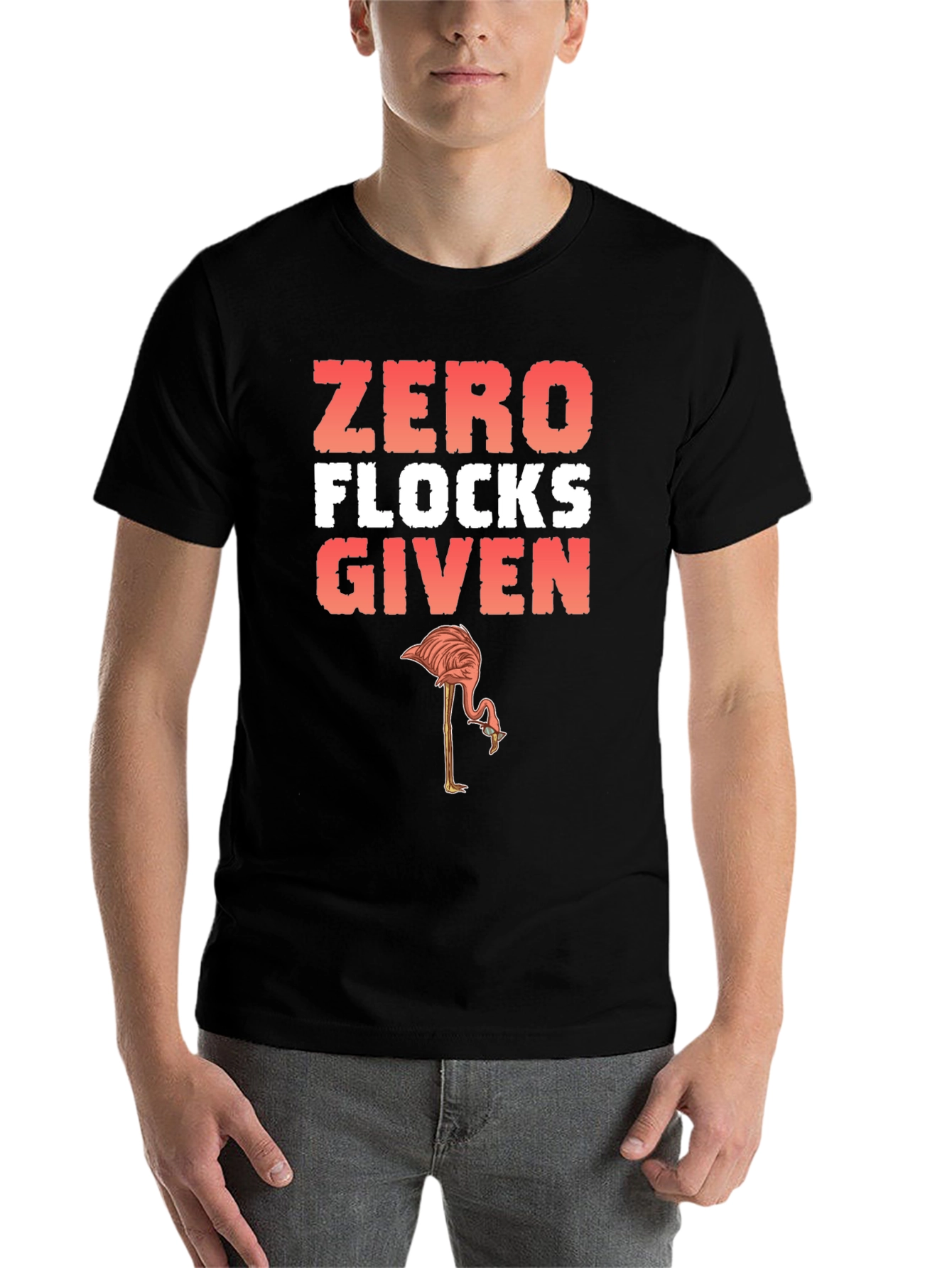 Black Zero Flocks Given Flamingo Graphic Tee view 7