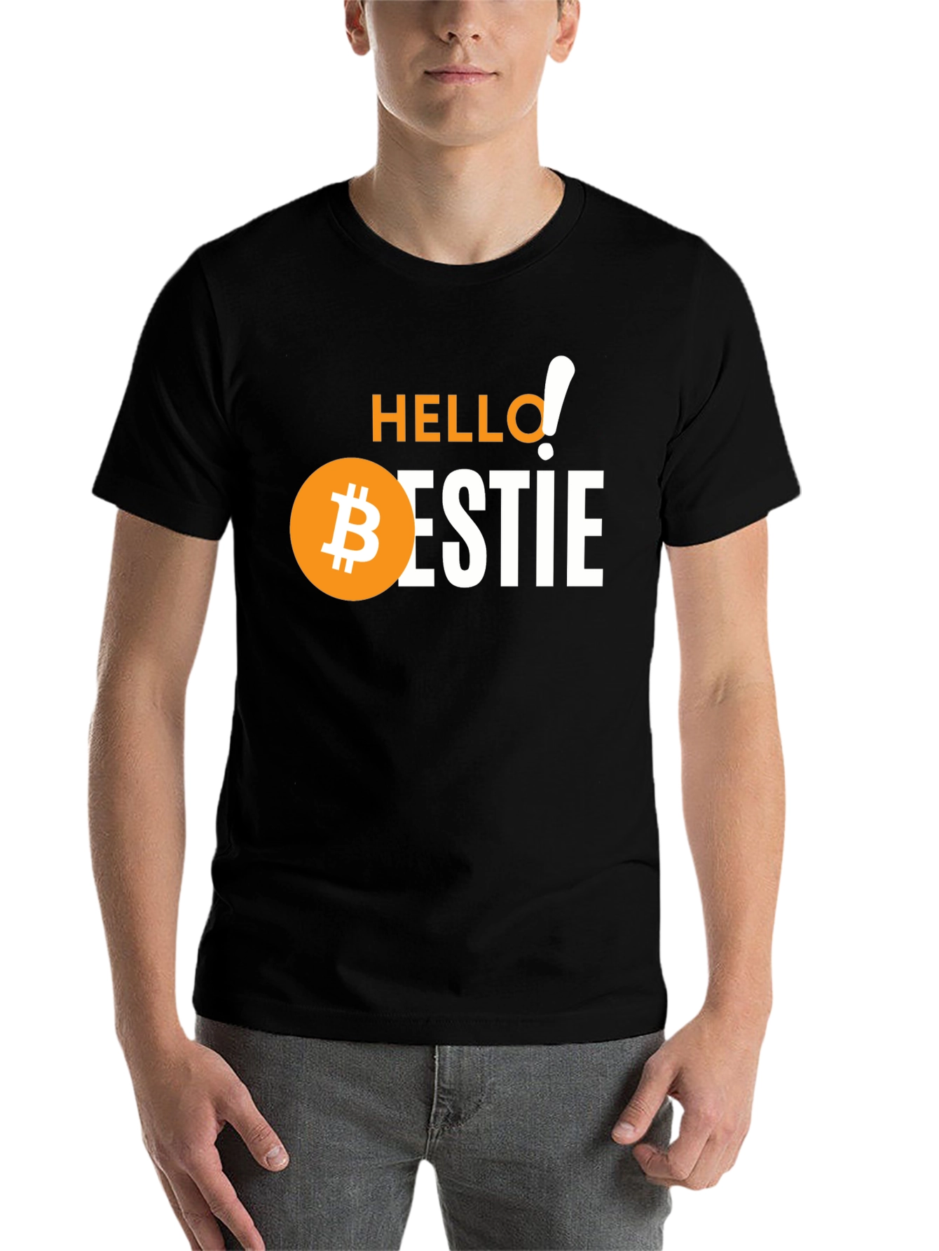 Black Hello Bestie Bitcoin Graphic Tee - Crypto Lover Gift view 7