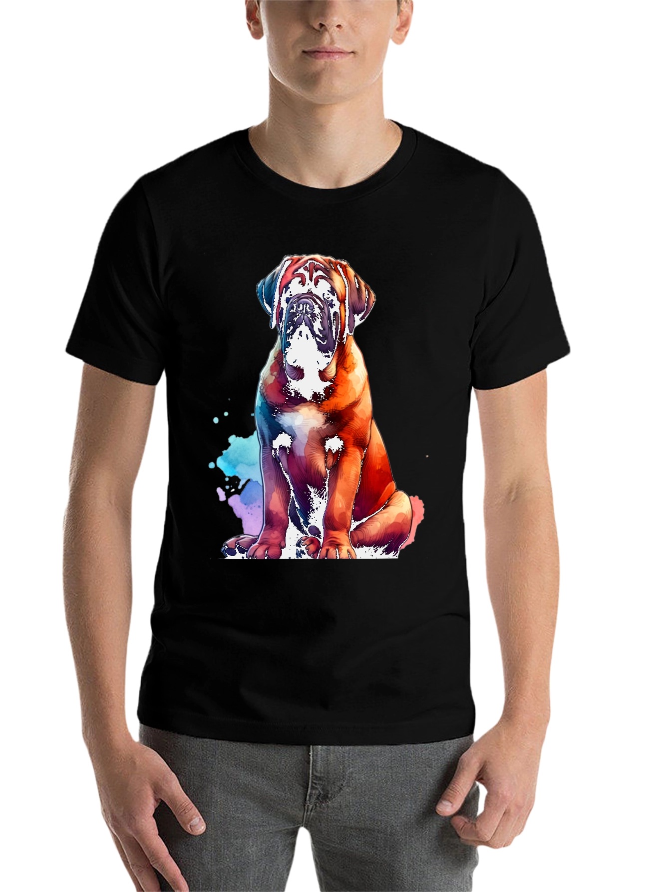 Black Watercolor Dog Graphic Tee - Black view 7