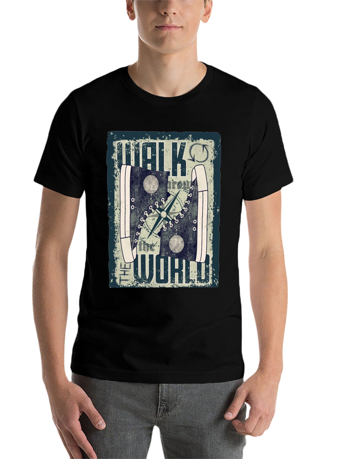 Walk the World T-Shirt, Travel Compass Design - 7