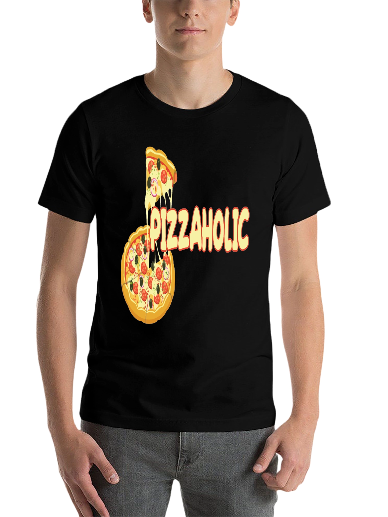 Black Pizza Lover T-Shirt - Funny Pizzaholic Graphic Tee view 7
