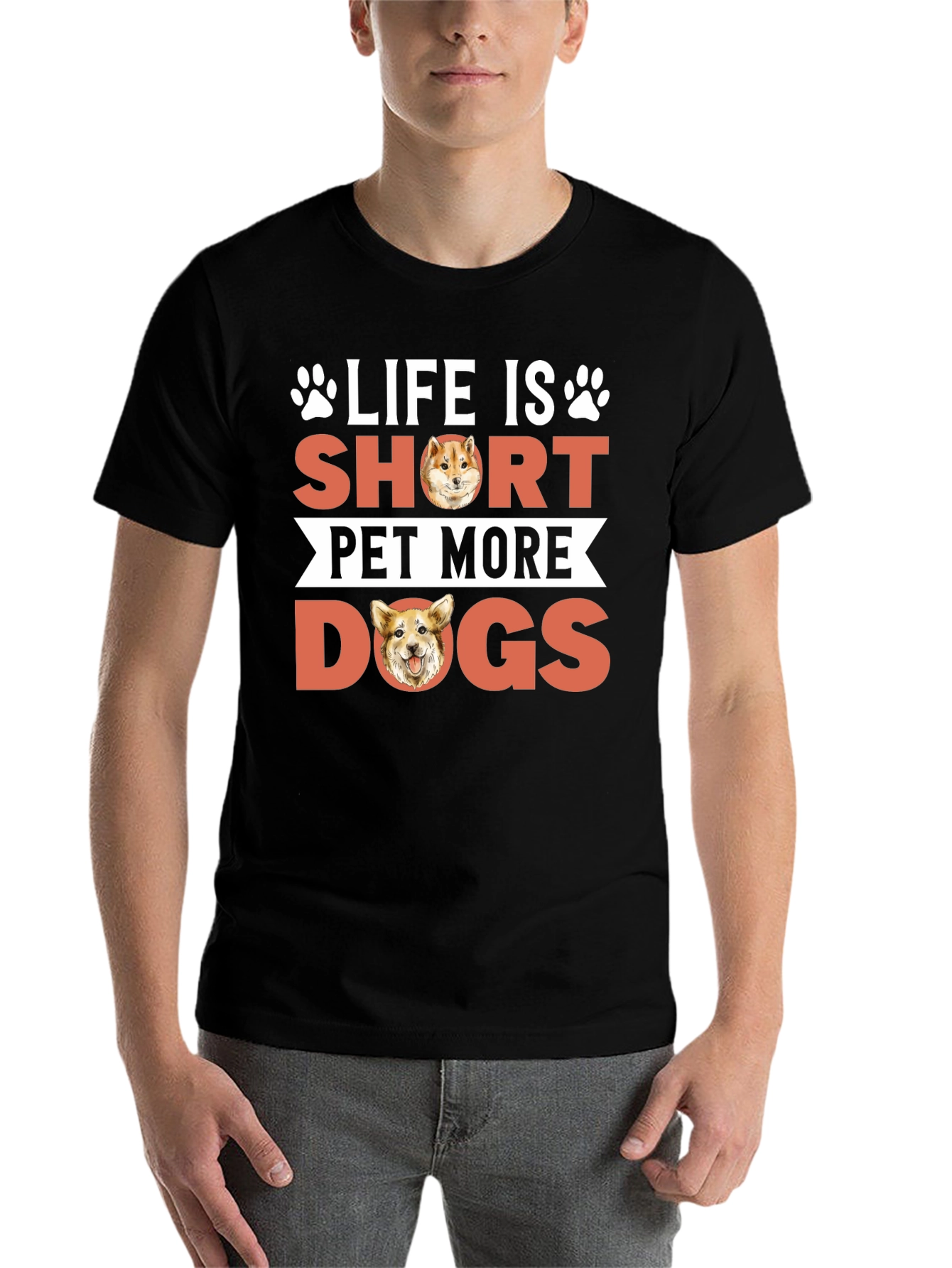 Black Life is Short Pet More Dogs Graphic Tee view 7