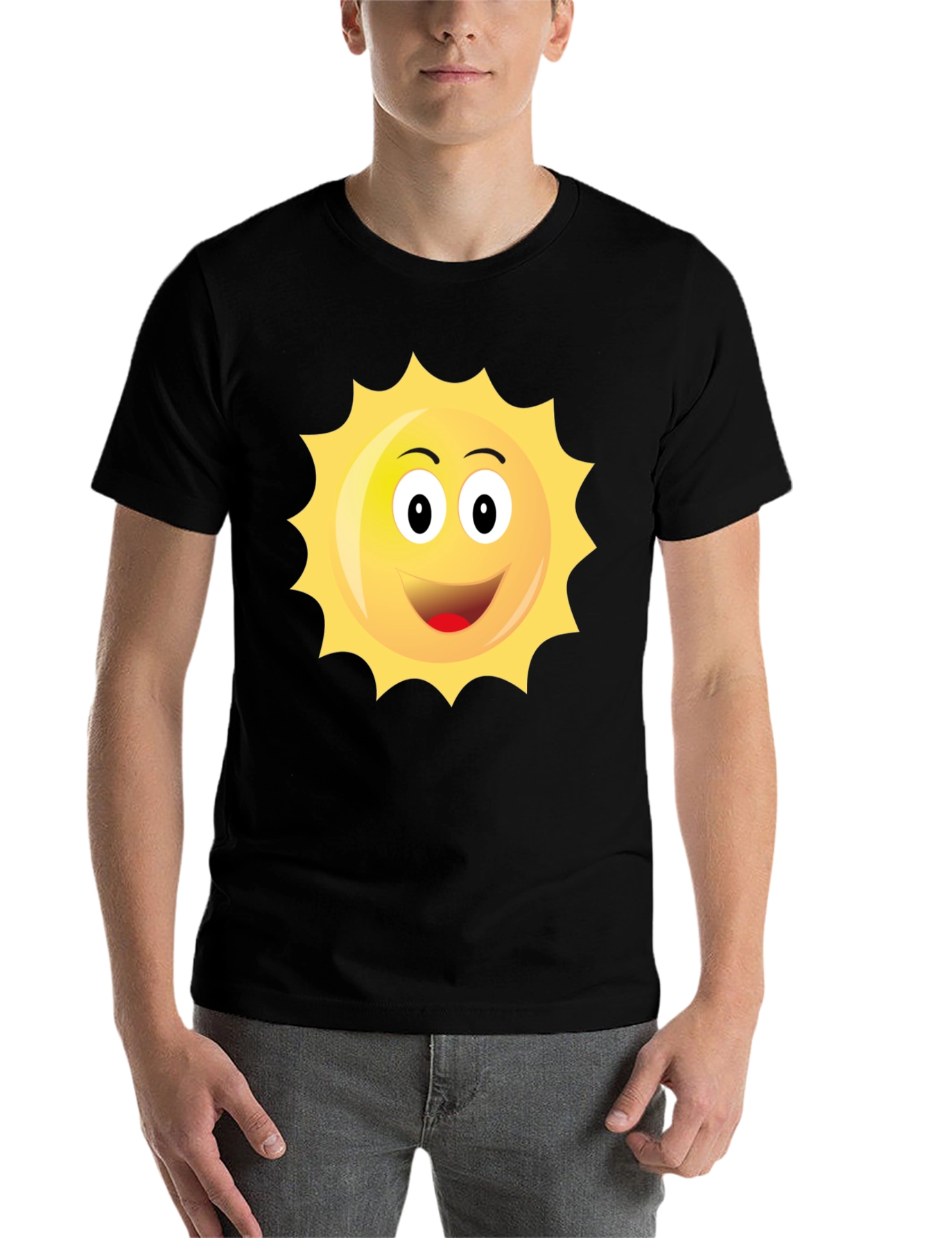 Black Happy Sun Graphic Black T-Shirt view 7