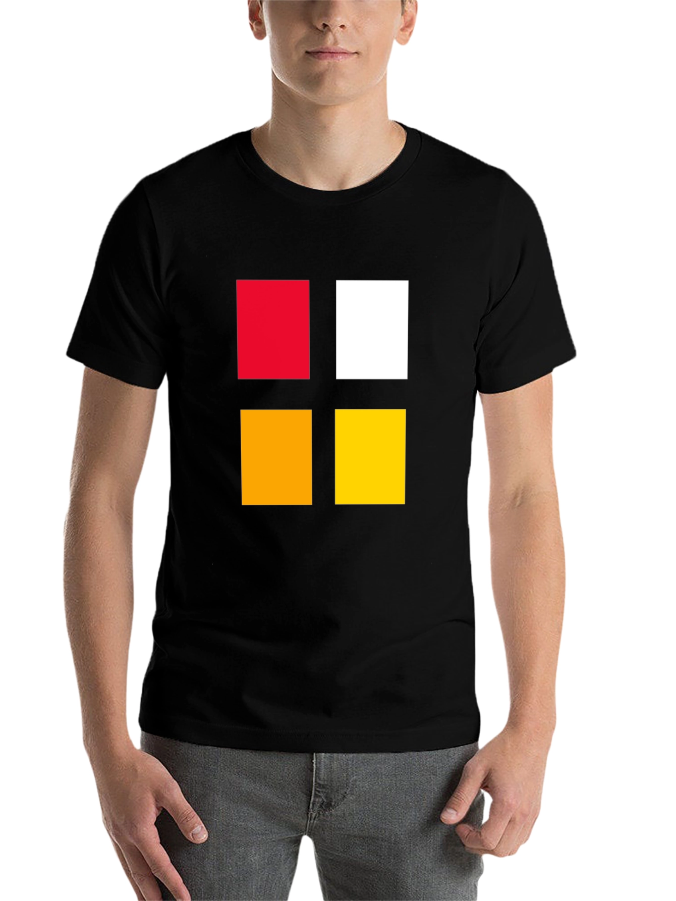 Black Colorful Block Graphic Tee - Bold & Modern Design view 7