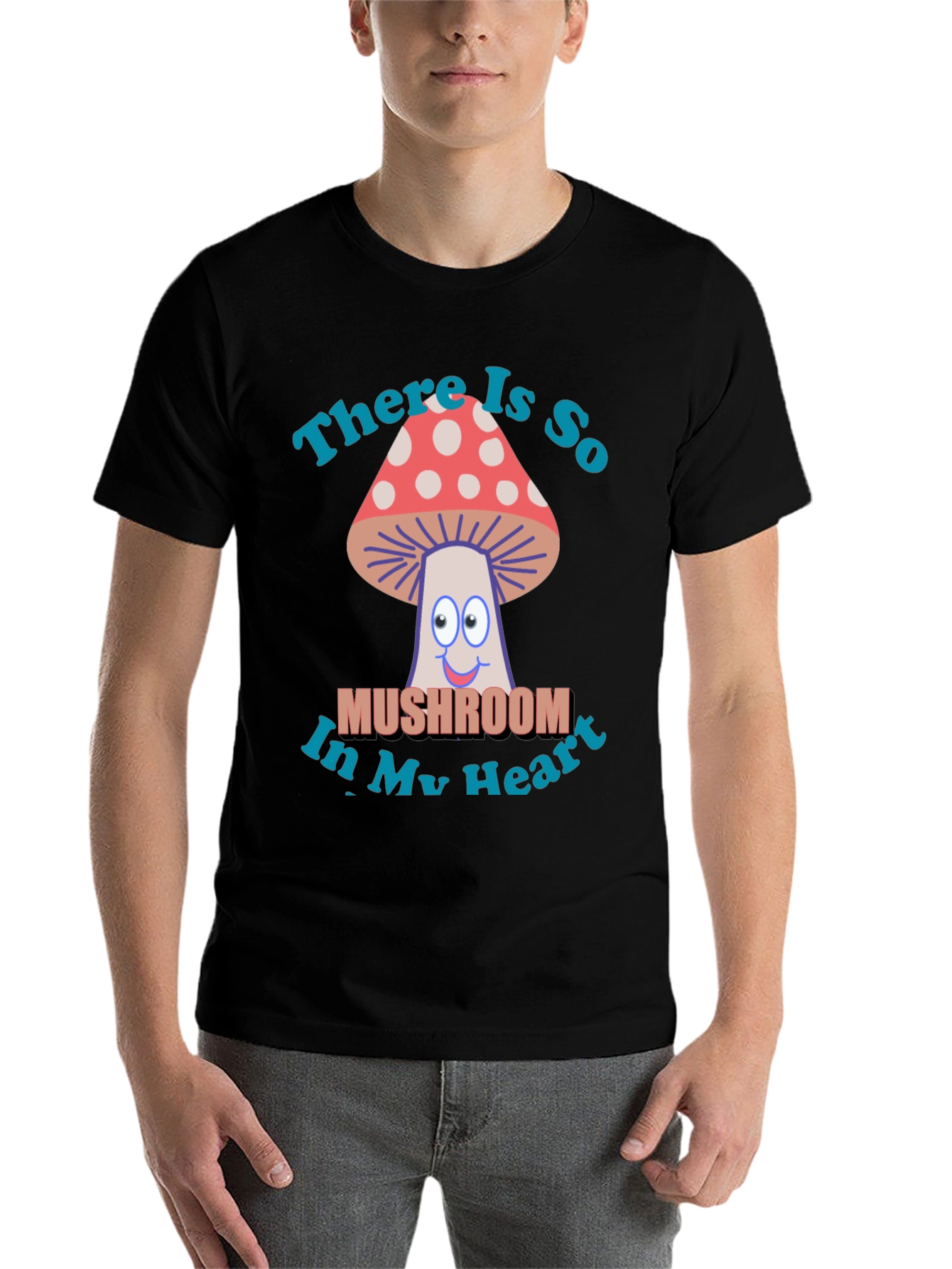 Black Mushroom Heart T-Shirt - Funny Graphic Tee view 7