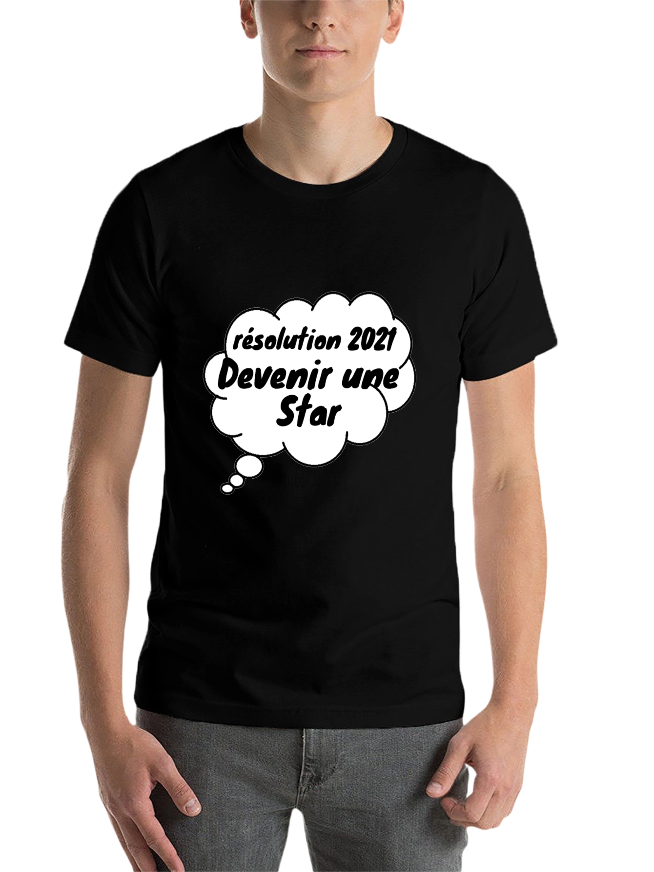 Black Funny 2021 Resolution Star Graphic T-Shirt view 7