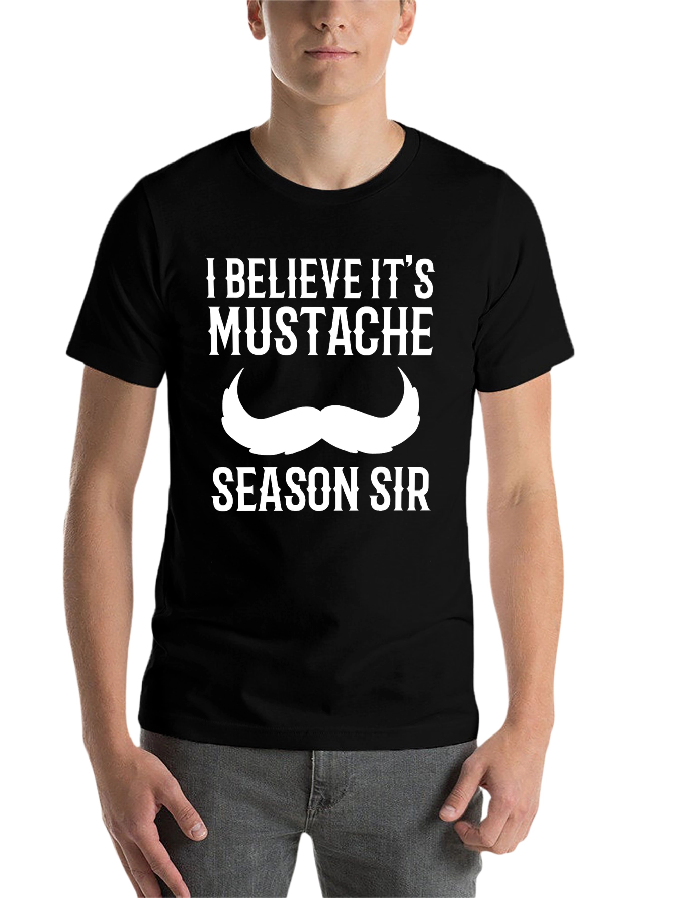 Black Mustache Season Tee - Funny Graphic T-Shirt view 7