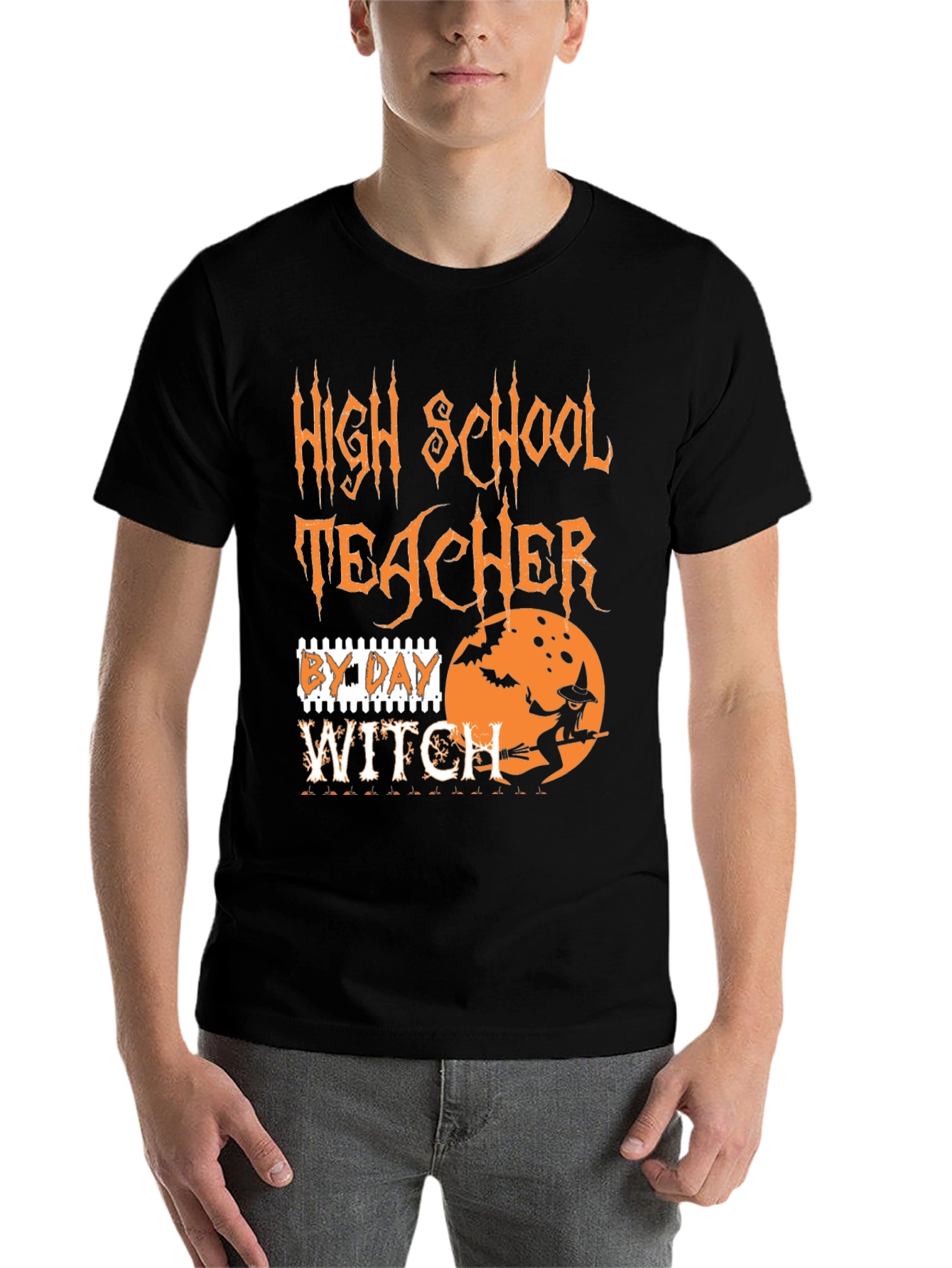 Black High School Teacher By Day Witch T-Shirt Halloween view 7