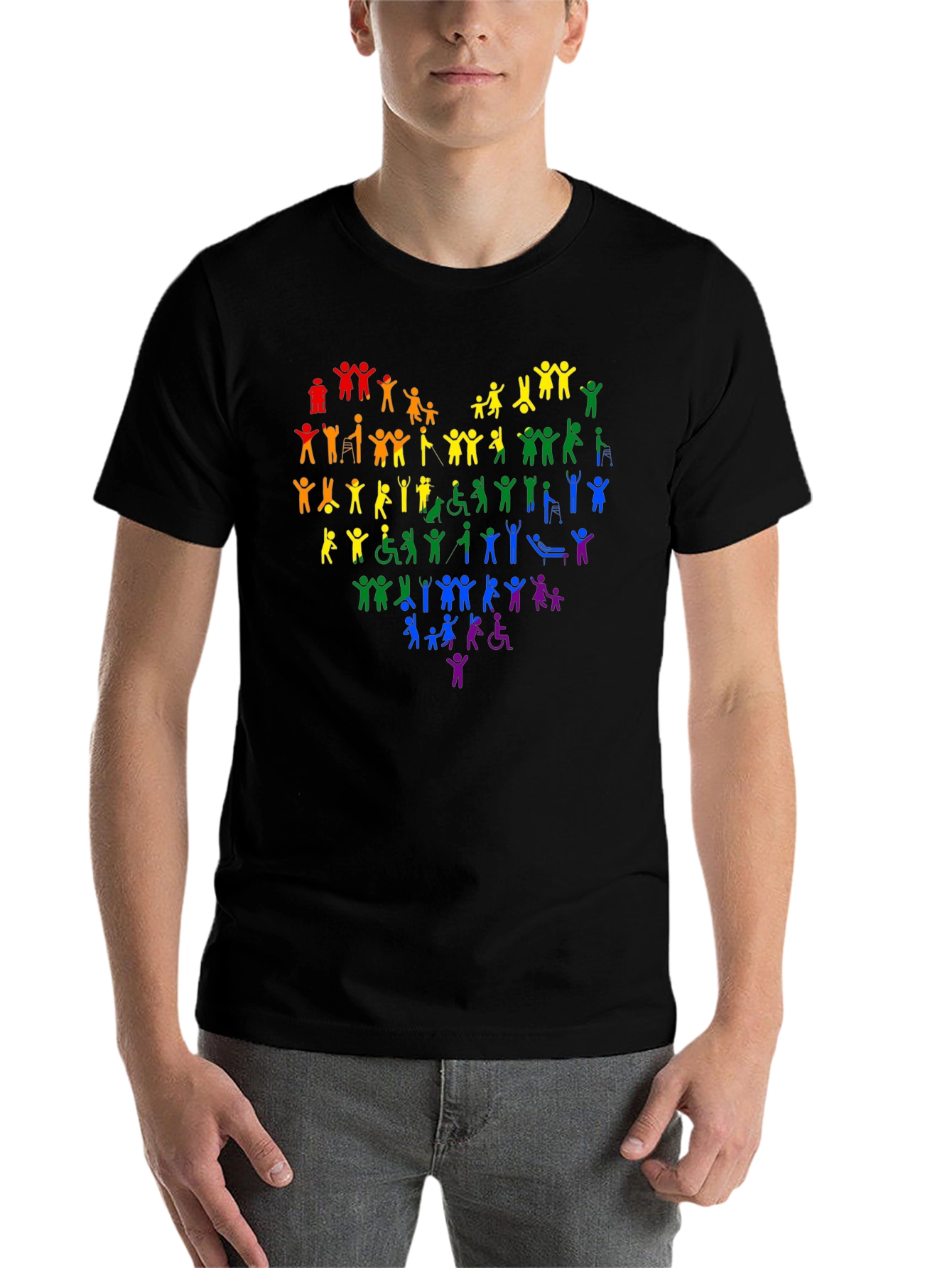 Black Inclusive Rainbow Heart Graphic Tee view 7