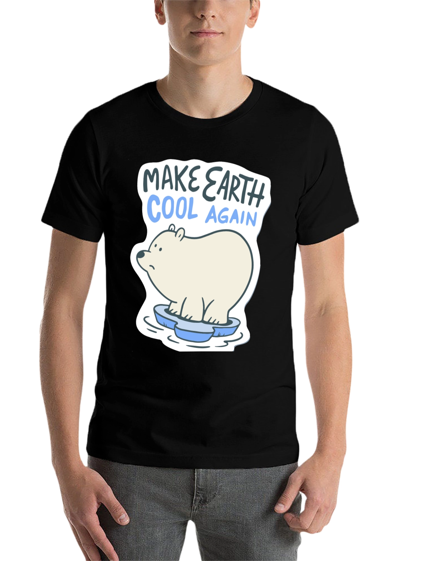 Black Make Earth Cool Again Polar Bear T-Shirt view 7