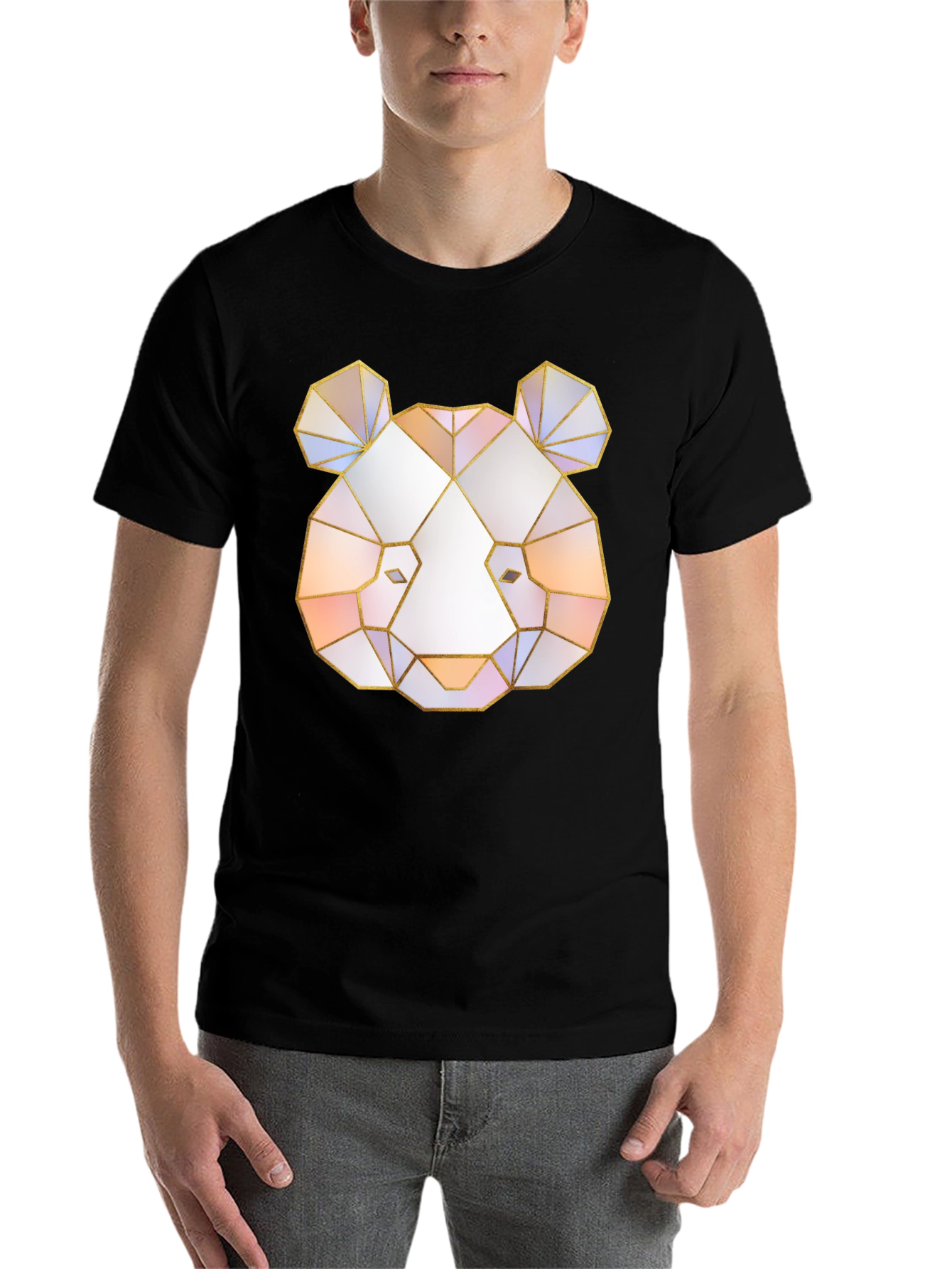 Black Geometric Panda Graphic Tee - Black T-Shirt view 7