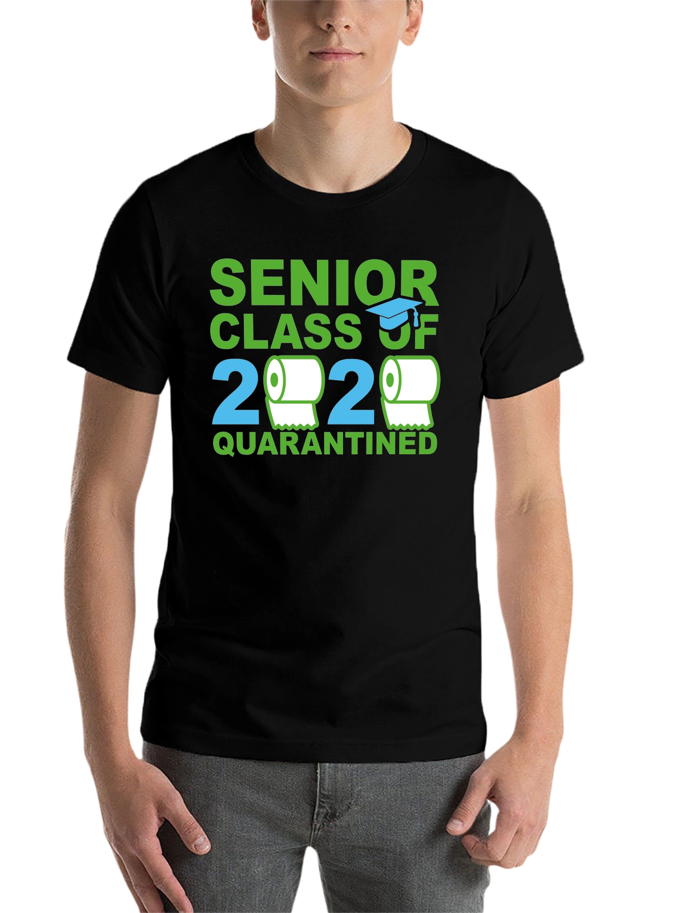 Black Senior Class 2020 Quarantined Novelty T-Shirt view 7