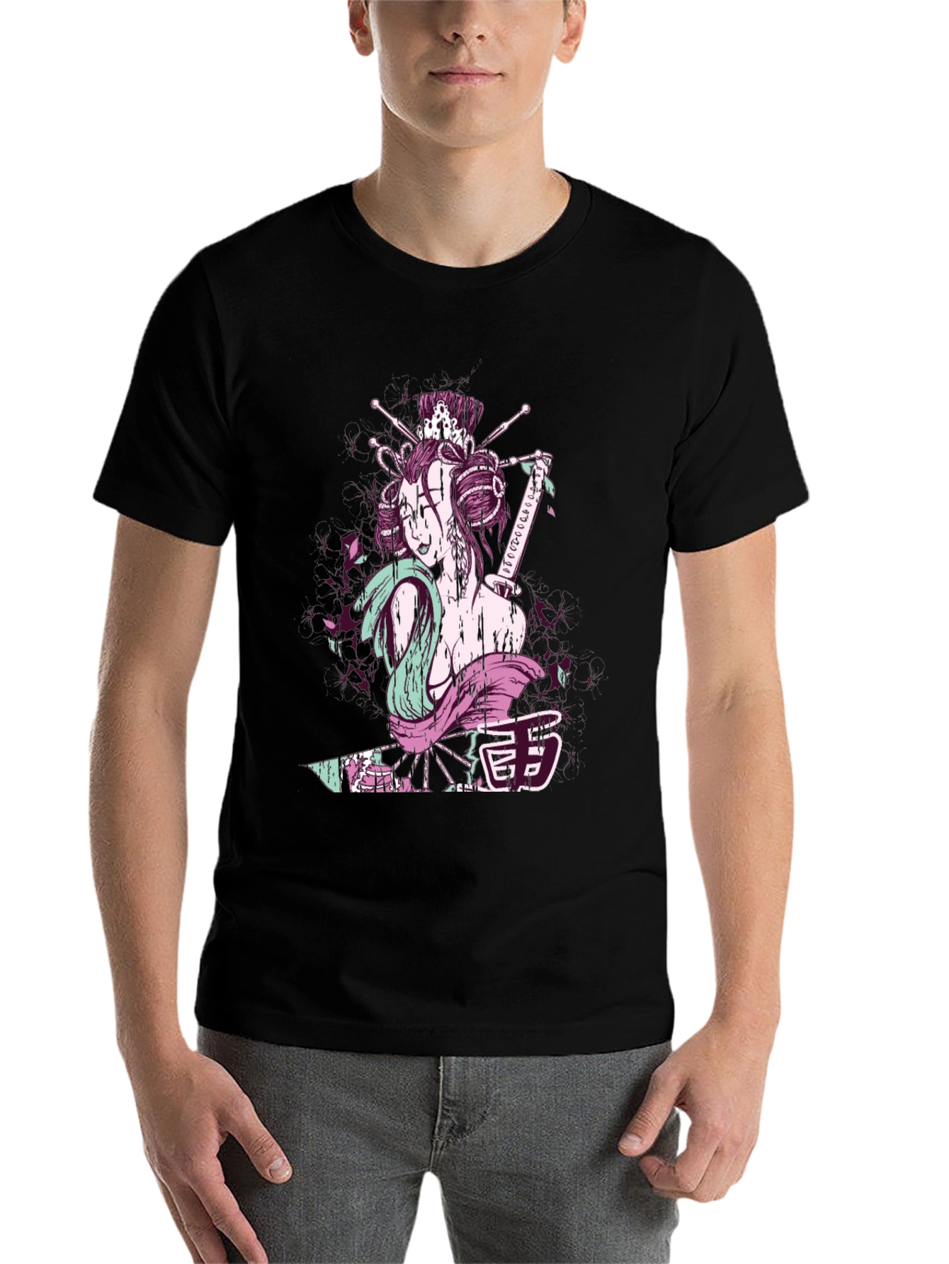 Black Geisha Graphic Tee - Samurai Style view 7