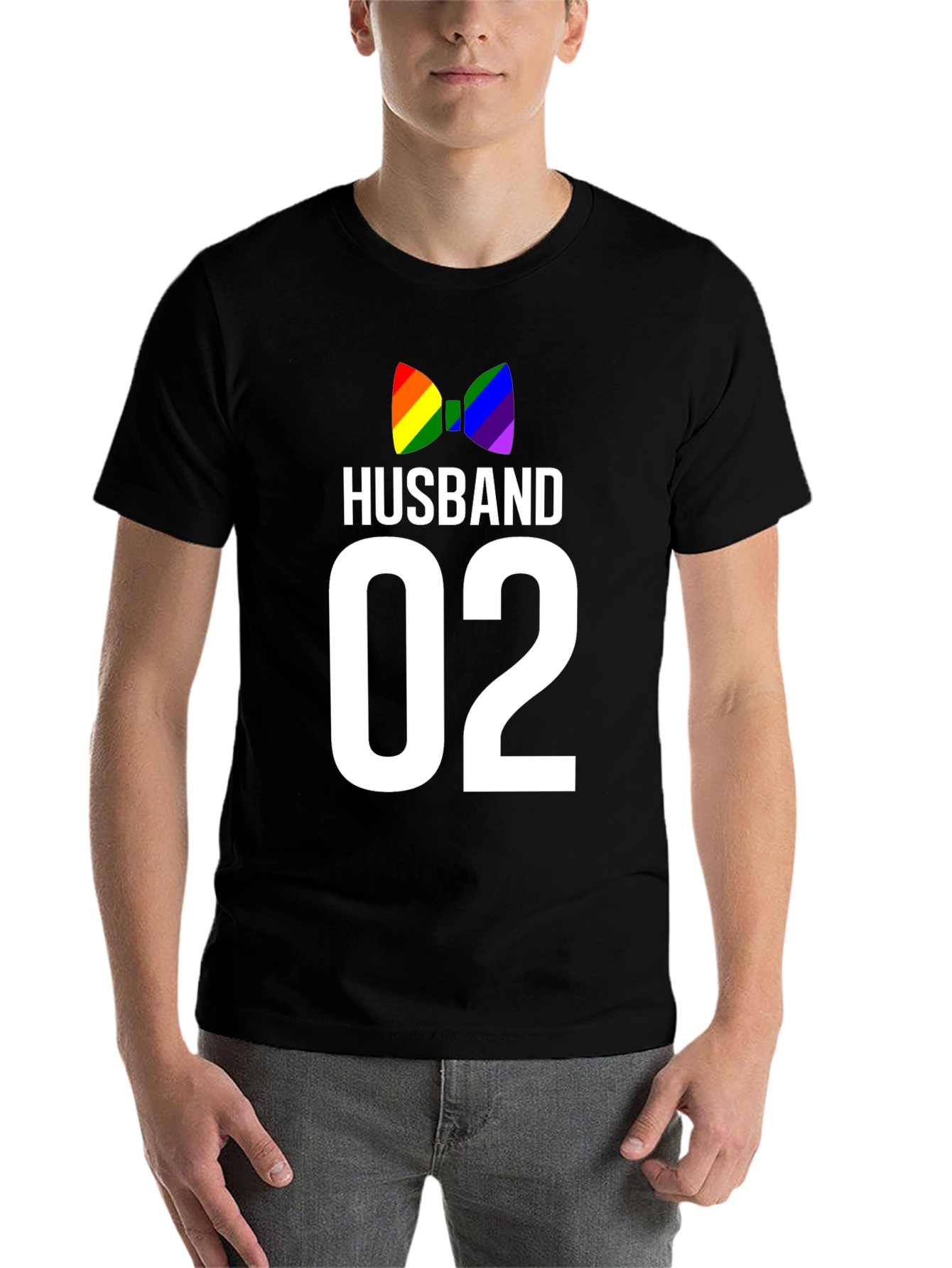 Black Husband 02 LGBT Pride Bow Tie Graphic Tee view 7