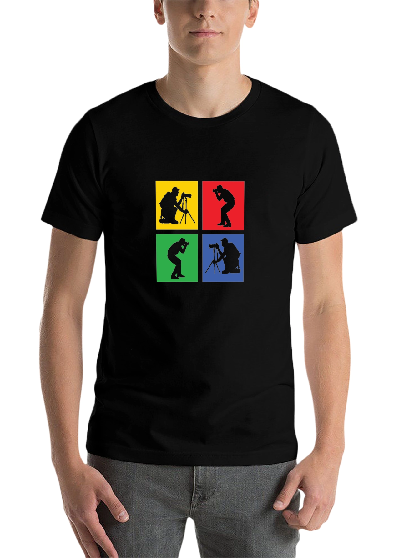 Black Photographer Silhouette Graphic T-Shirt view 7