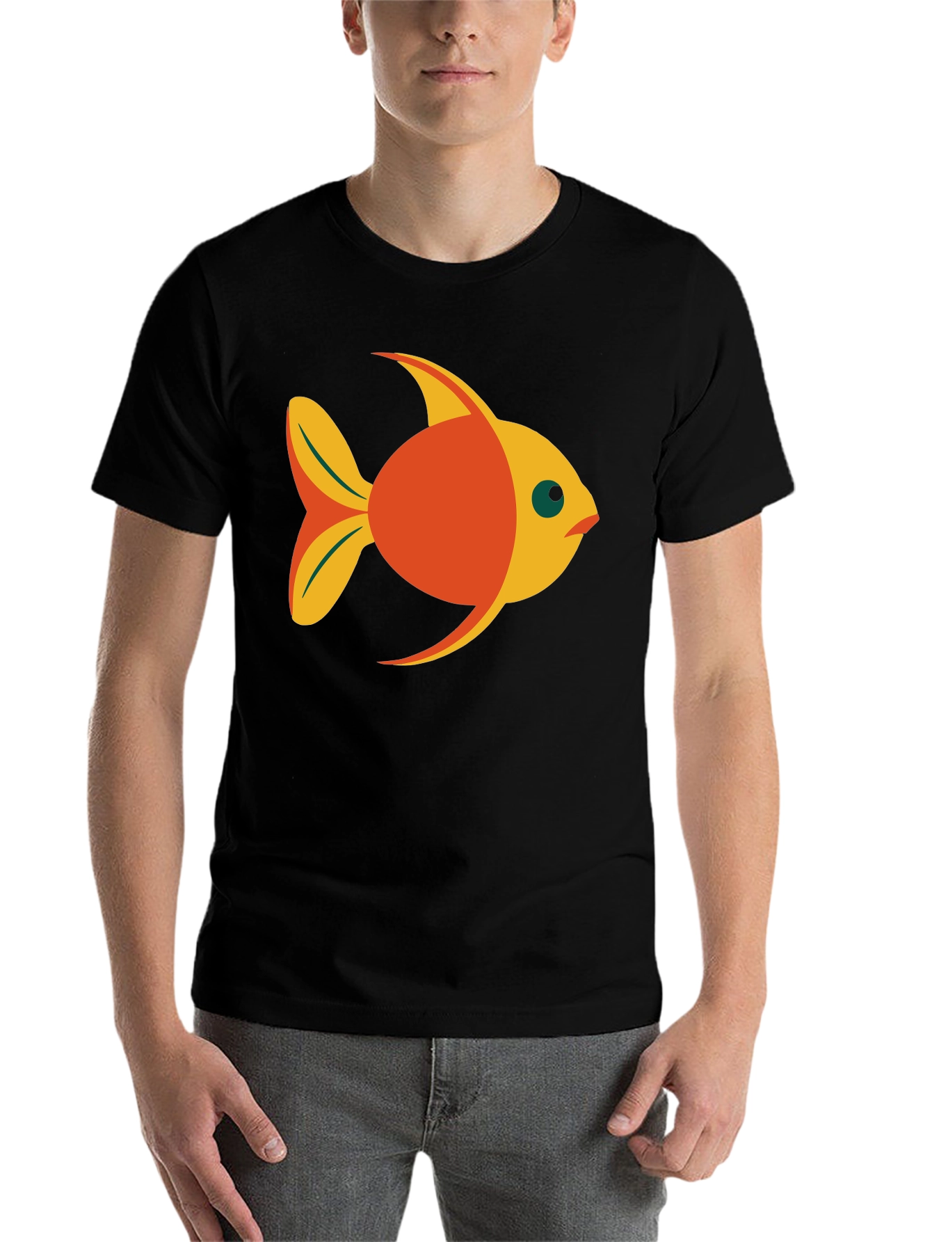Black Fish Graphic Black T-Shirt - Fun Casual Wear view 7