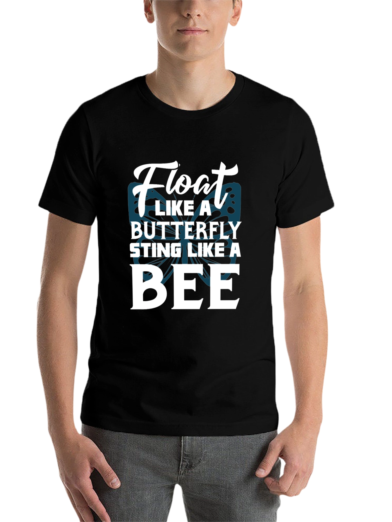 Black Float Like a Butterfly Sting Like A Bee Graphic Tee view 7