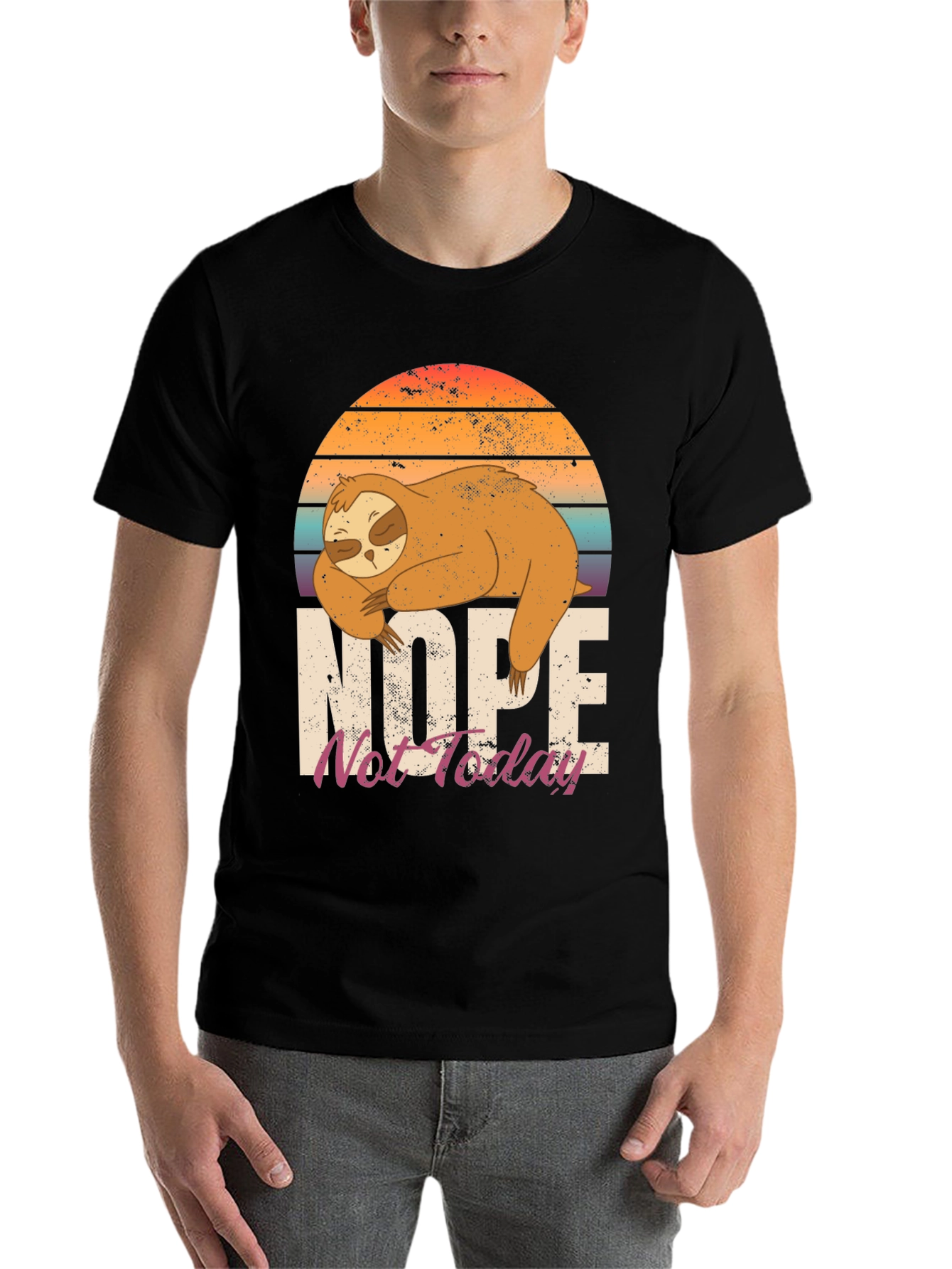 Black Nope Not Today Sloth Graphic Tee view 7