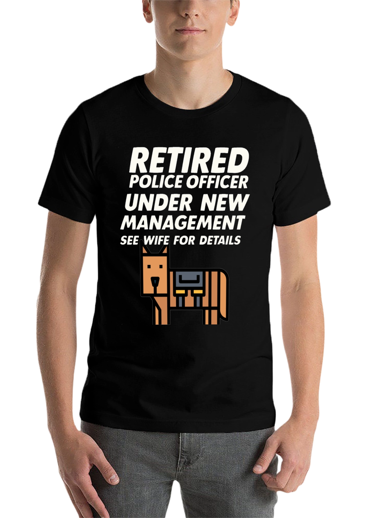 Black Retired Police Officer T-Shirt - See Wife For Details view 7