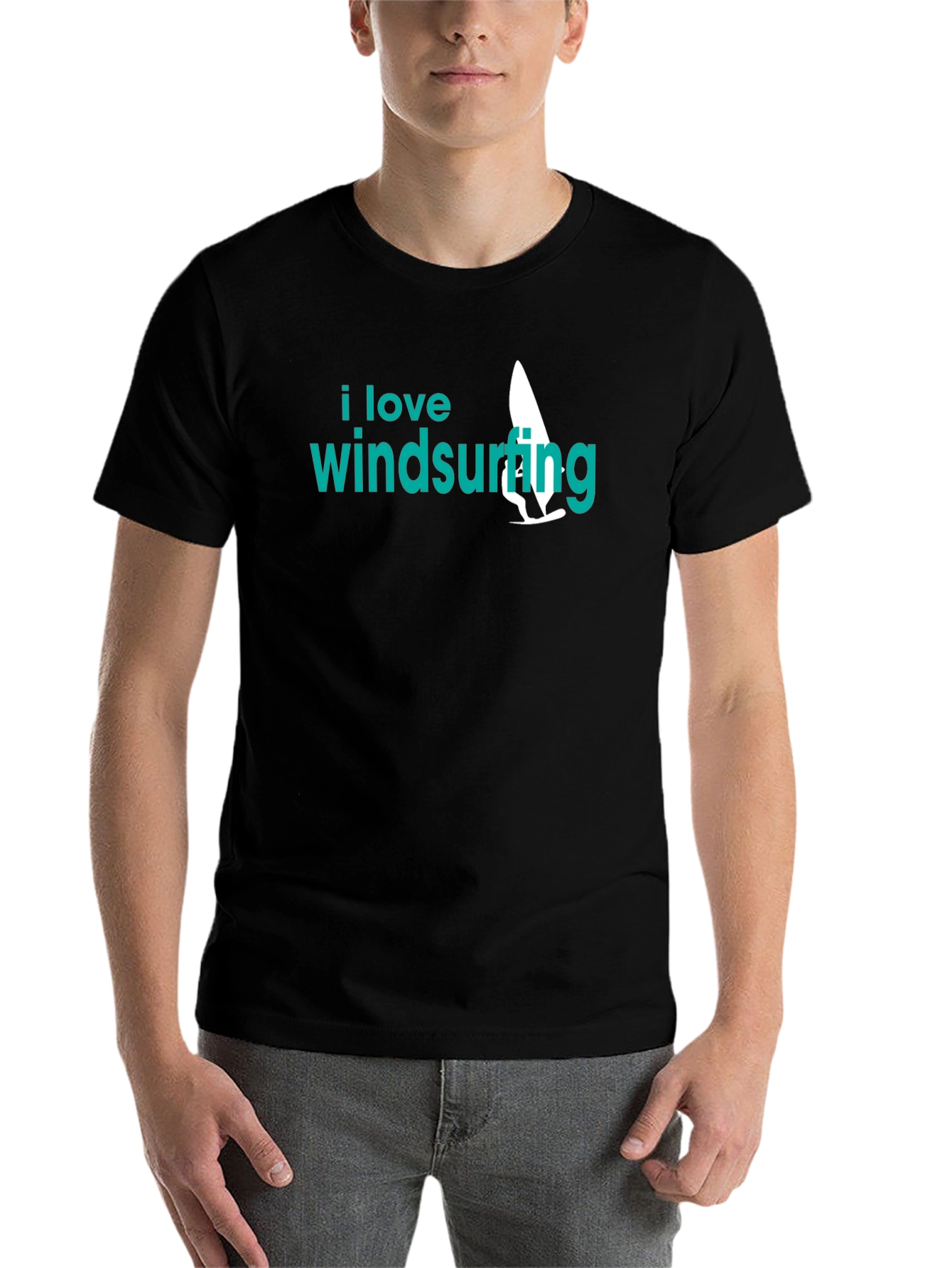 Black I Love Windsurfing Black Graphic Tee view 7