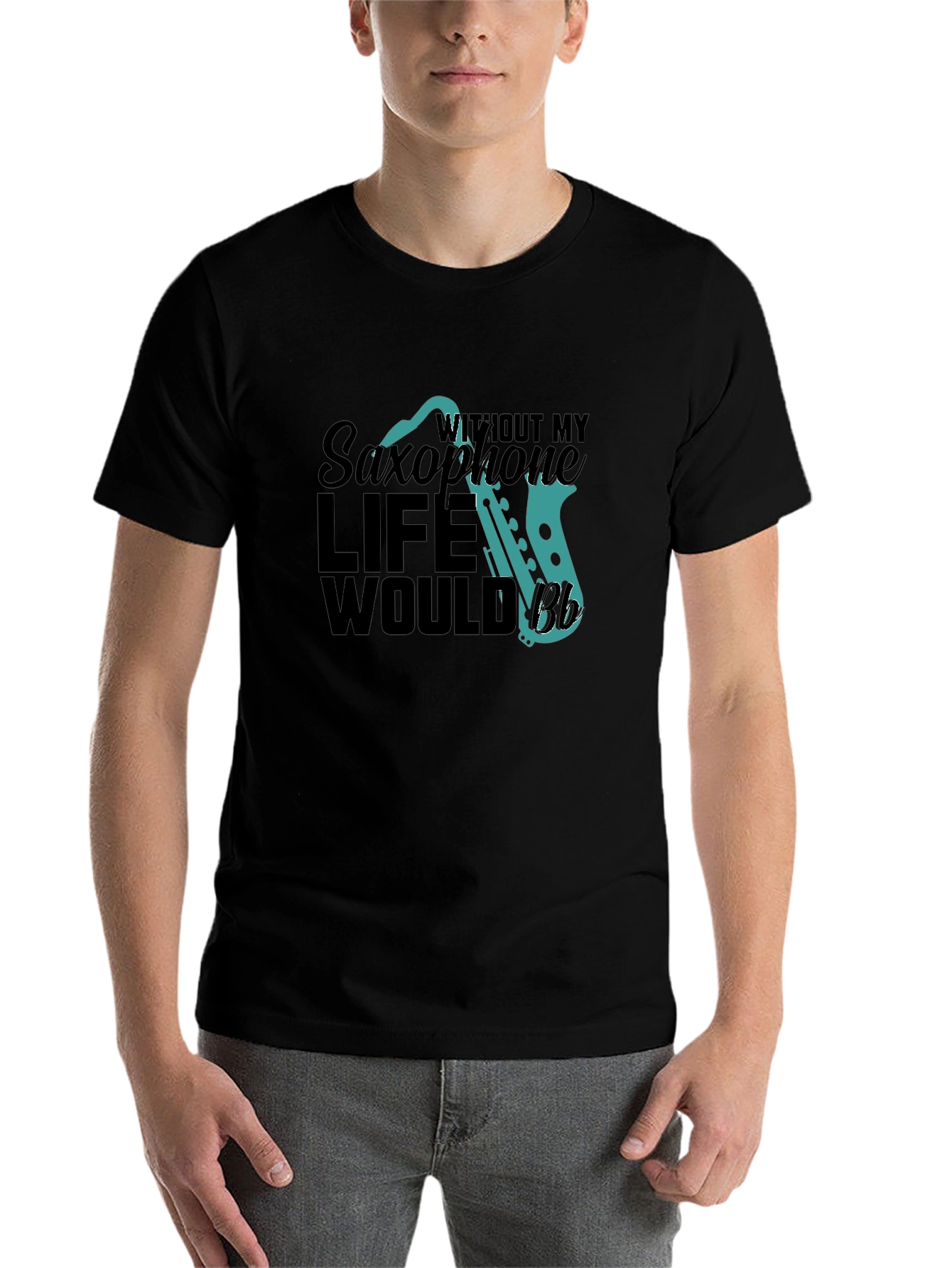 Black Saxophone Lover's T-Shirt - Musical Life Apparel view 7