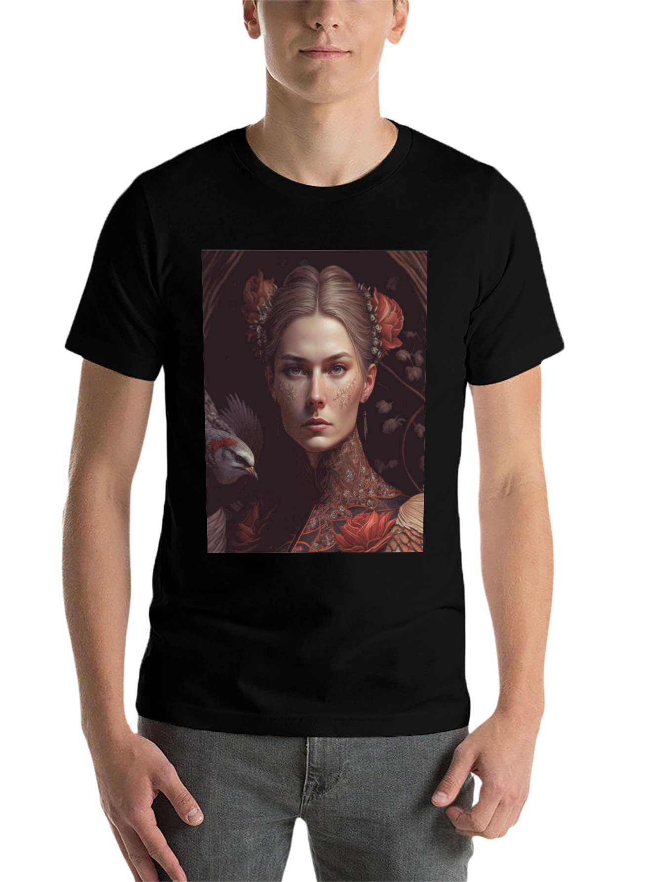 Black Floral Renaissance T-Shirt view 7